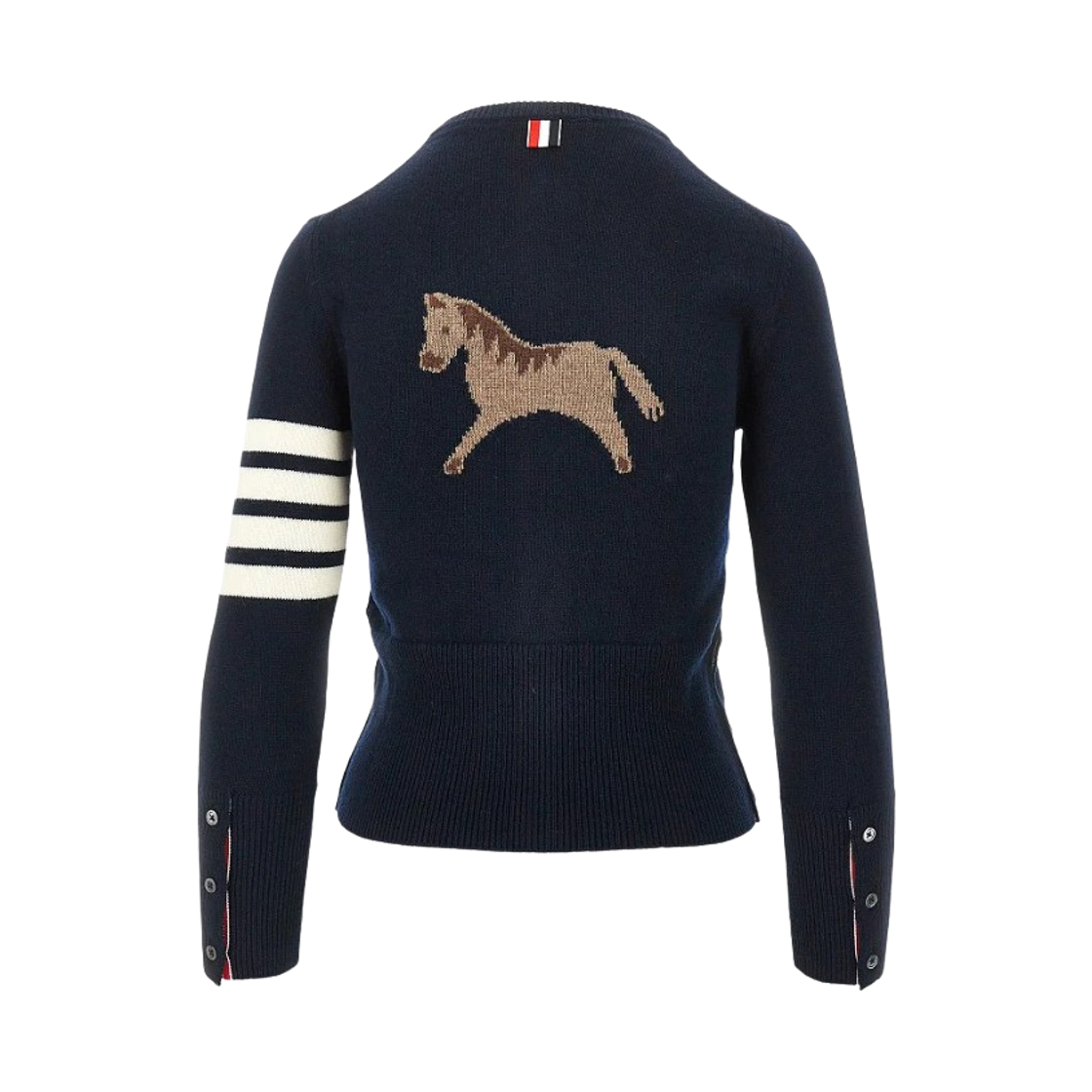 (W) 톰브라운 루나 뉴 이어 울 사선 인타르시아 가디건 네이비((W) Thom Browne Lunar New Year Wool 4-Bar Intarsia Cardigan Navy) - 2