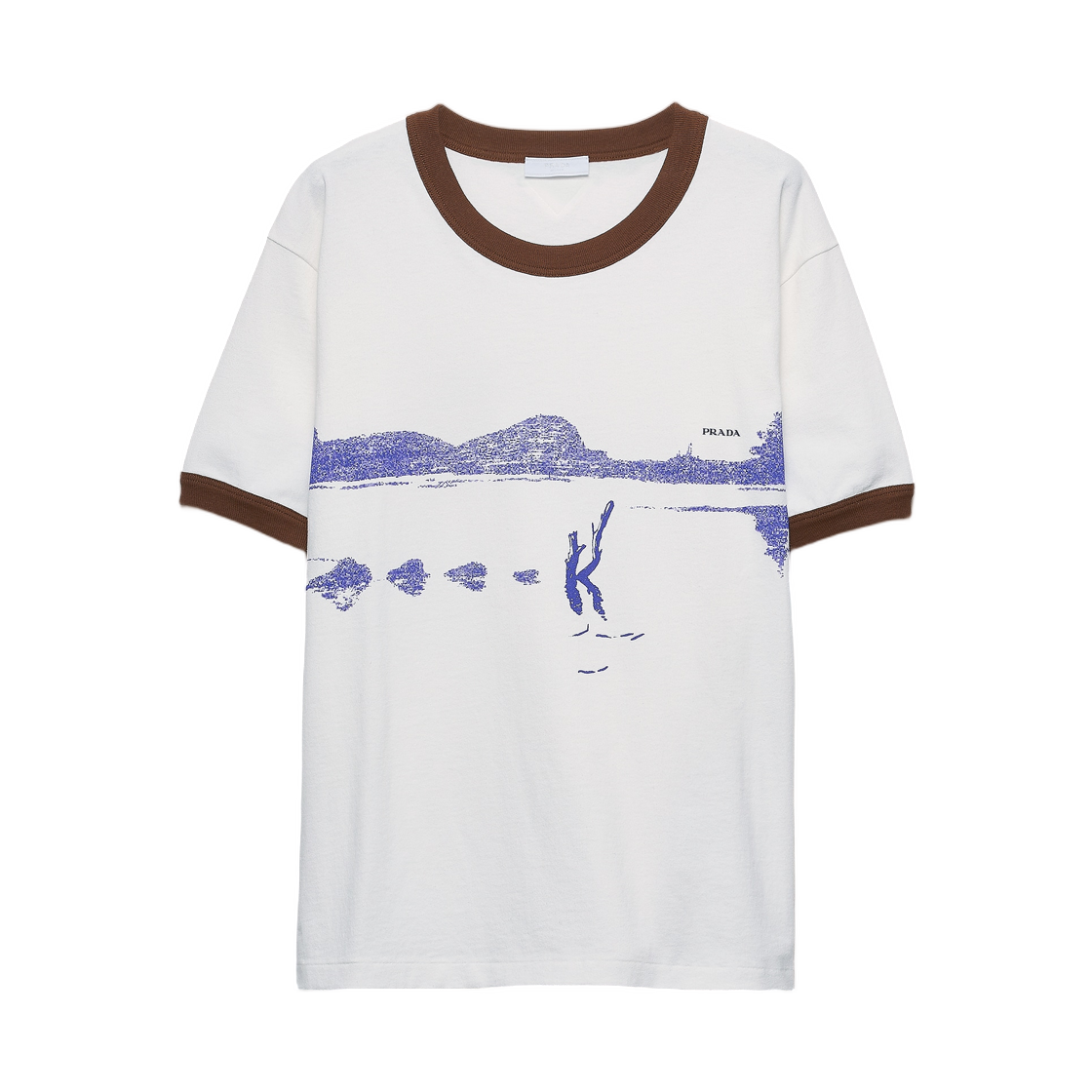 UJN977-1864-F059T Prada Printed Cotton T-Shirt White Ink