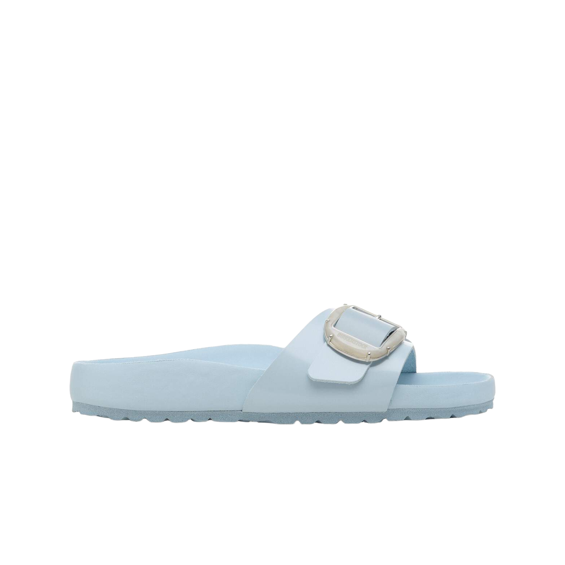 1030276 (W) Birkenstock Madrid Big Buckle Pearl Natural Leather Patent Baby Blue High Shine - Narrow
