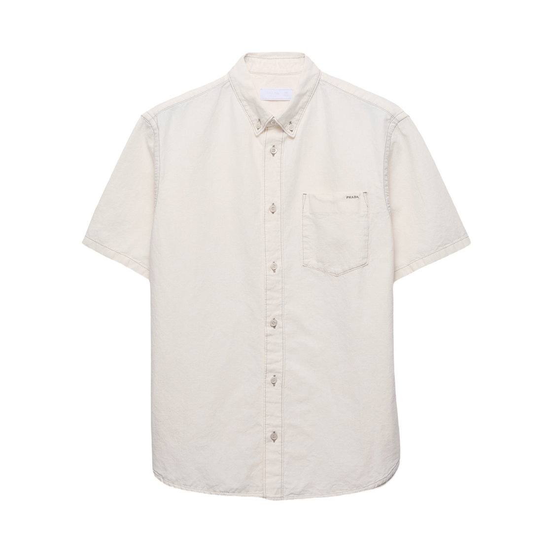 프라다 숏슬리브 샴브레이 셔츠 에크루(Prada Short-Sleeved Chambray Shirt Ecru)