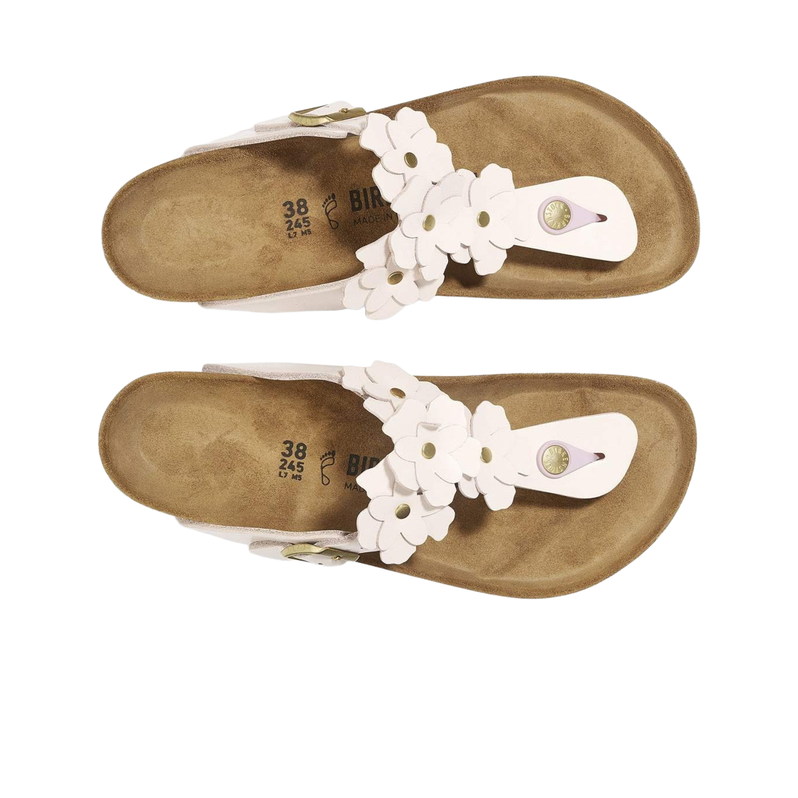 (W) 버켄스탁 지제 플라워 레더 라이트 로즈 - 레귤러((W) Birkenstock Gizeh Flower Leather Light Rose - Regular) - 2