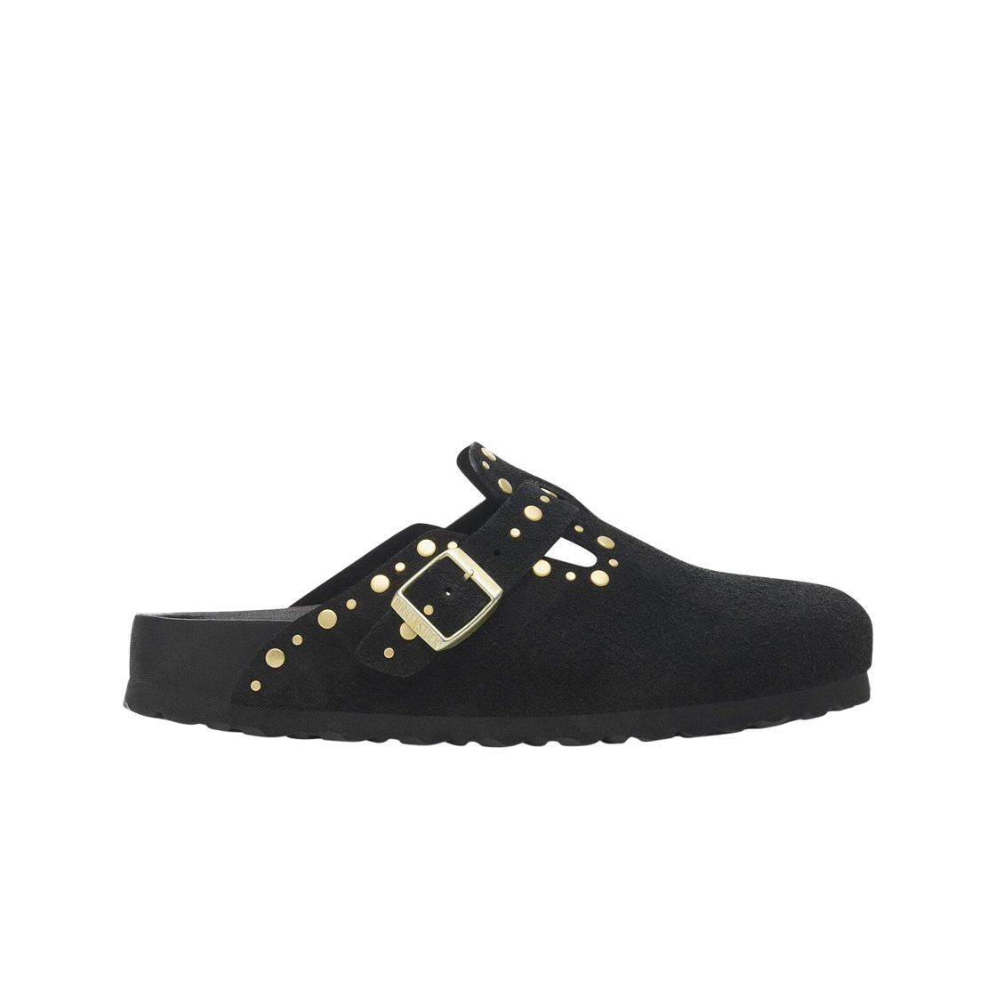 1027769 (W) Birkenstock Boston Rivets Suede Leather Black - Narrow