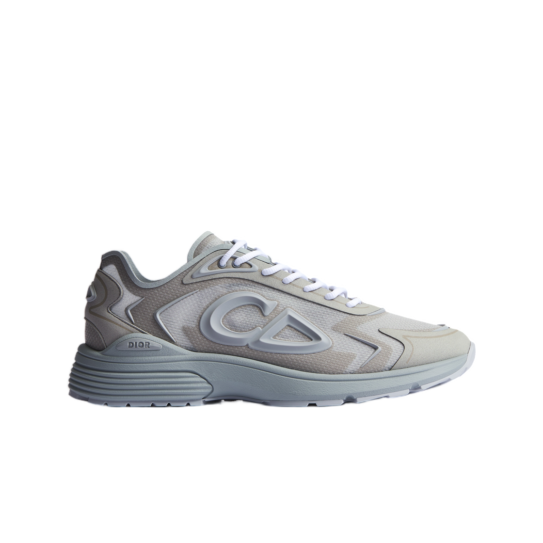 3SN342ABF-H898 Dior B30 Countdown Tech Sneakers Semi Transparent N3O Nylon Technical Fabric And Rubber Gray White