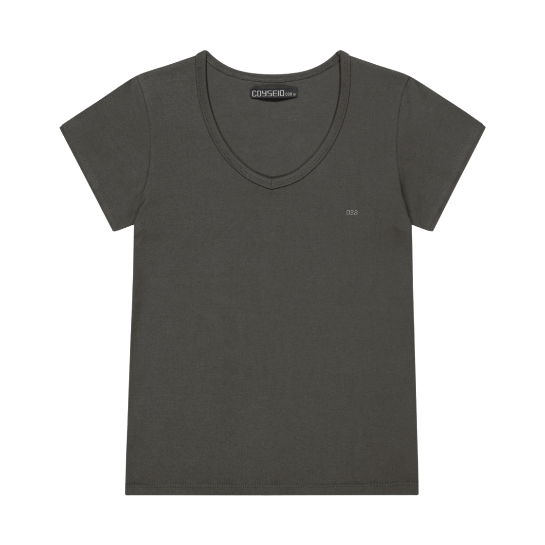 코이세이오 038 슬림 브이넥 티셔츠 차콜(COYSEIO 038 Slim V-Neck T-Shirt Charcoal)