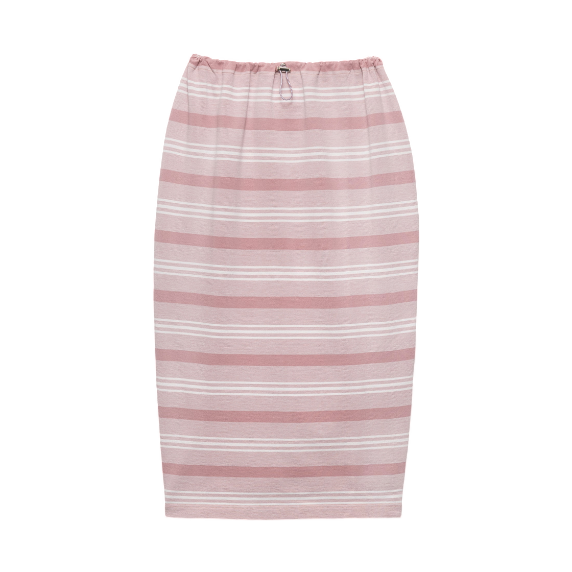 31147-188Q-F0E18 (W) Prada Bayadere Print Pique Skirt Alabaster Pink