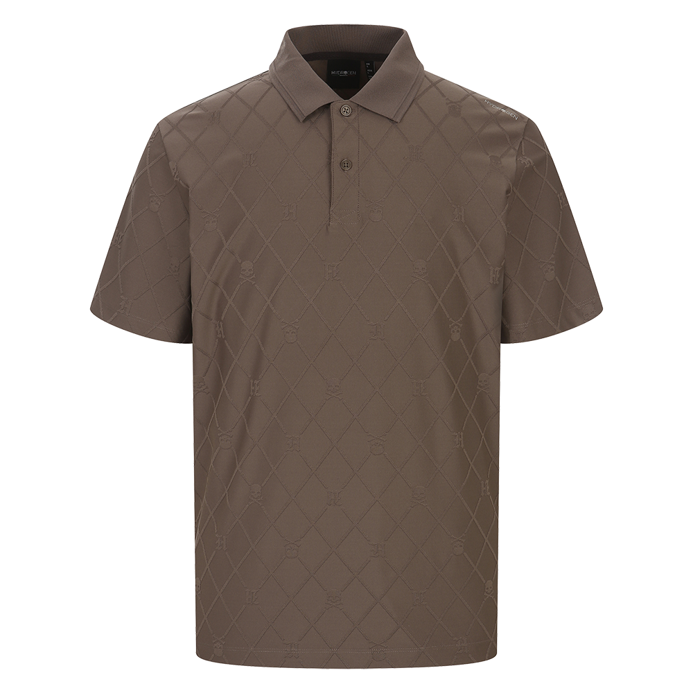 하이드로겐 남성 자카드 로고 반팔 티셔츠 브라운(HYDROGEN Men's Jacquard Logo Short Sleeve T-Shirt Brown)