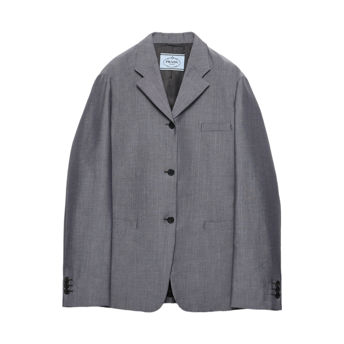 P503QN-13NH-F0480 (W) Prada Single-Breasted Kid Mohair Jacket Slate Gray