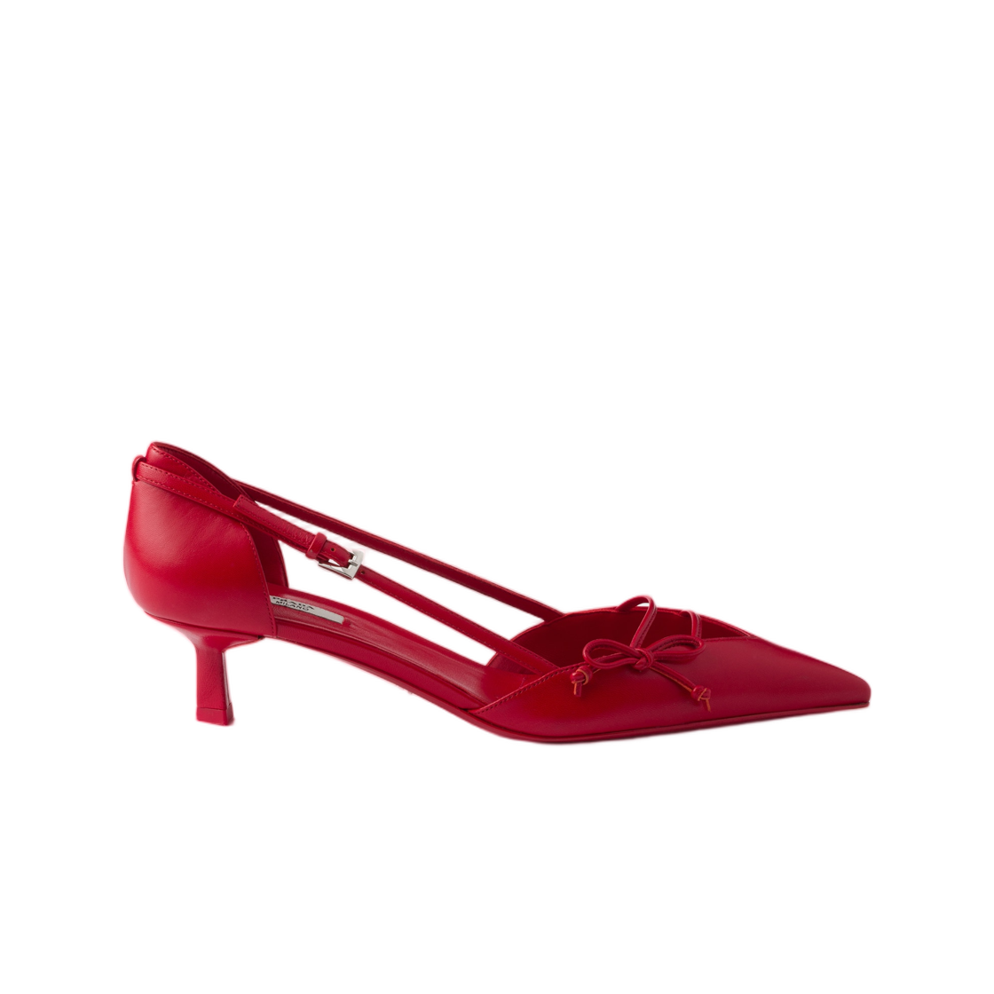 1I442O-011-F0011 (W) Prada Open-Side Leather Pumps Red