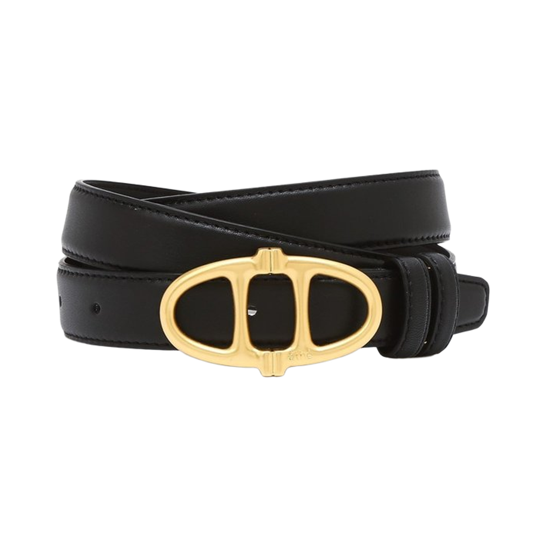 AABE6E003BK Athe Vanessabruno Acc 25Mm Black Matte Leather Double A Belt (Gold) Black