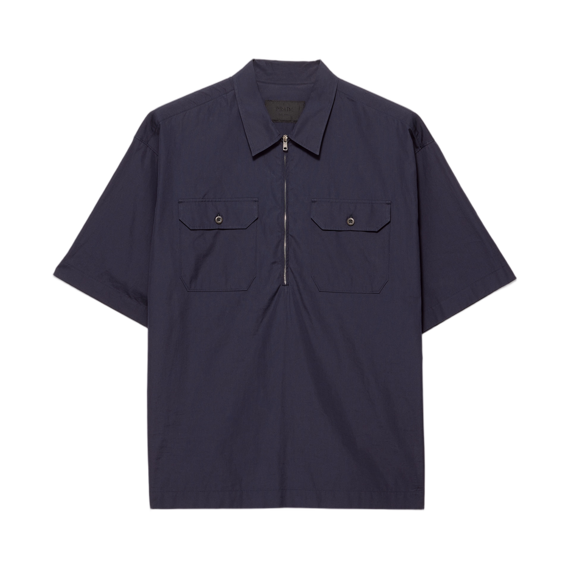 SC848-10IV-F0SVF Prada Short-Sleeved Cotton Shirt Blue