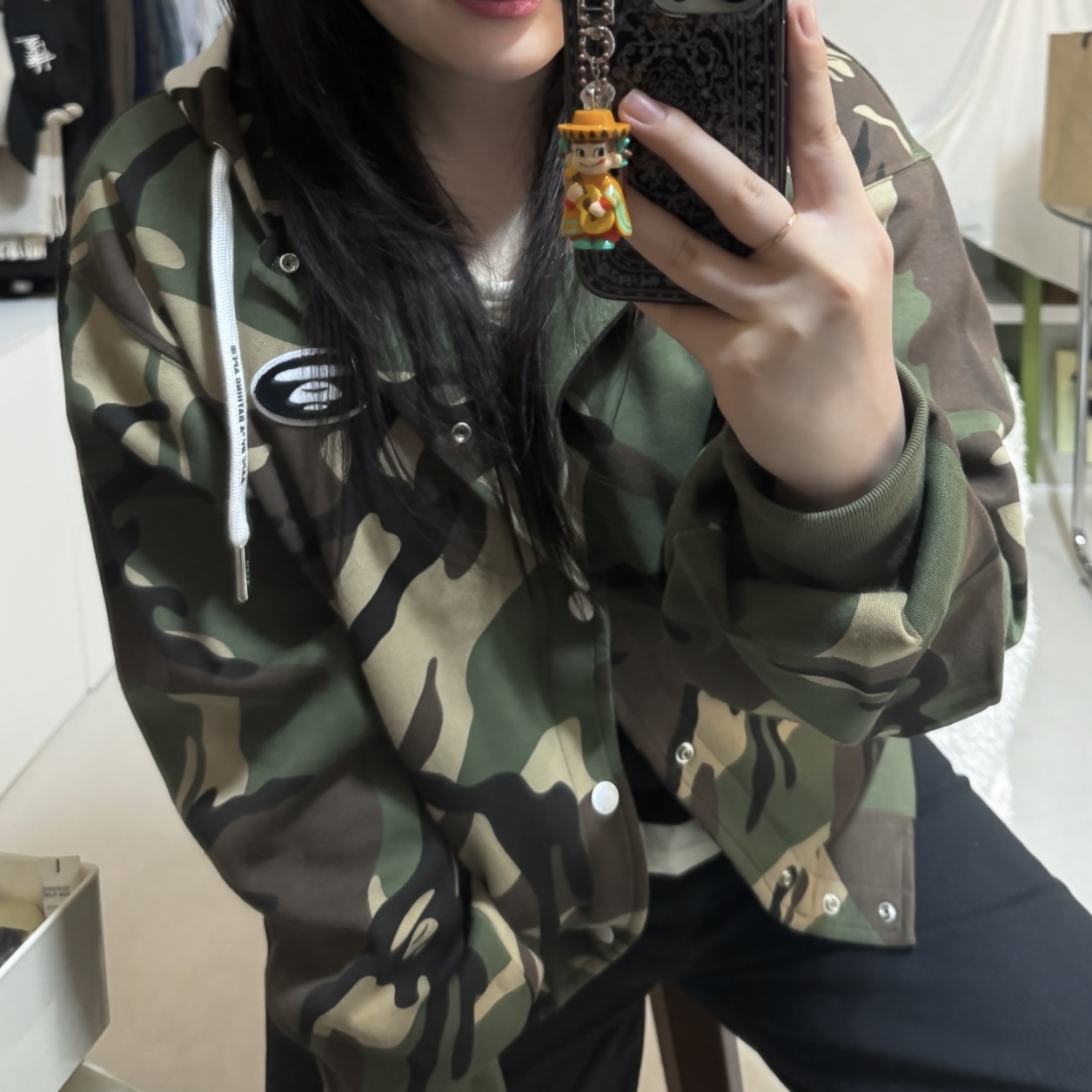 AAPE Button Hoodie Camouflage Green - 26SS 착용 스타일 - 2