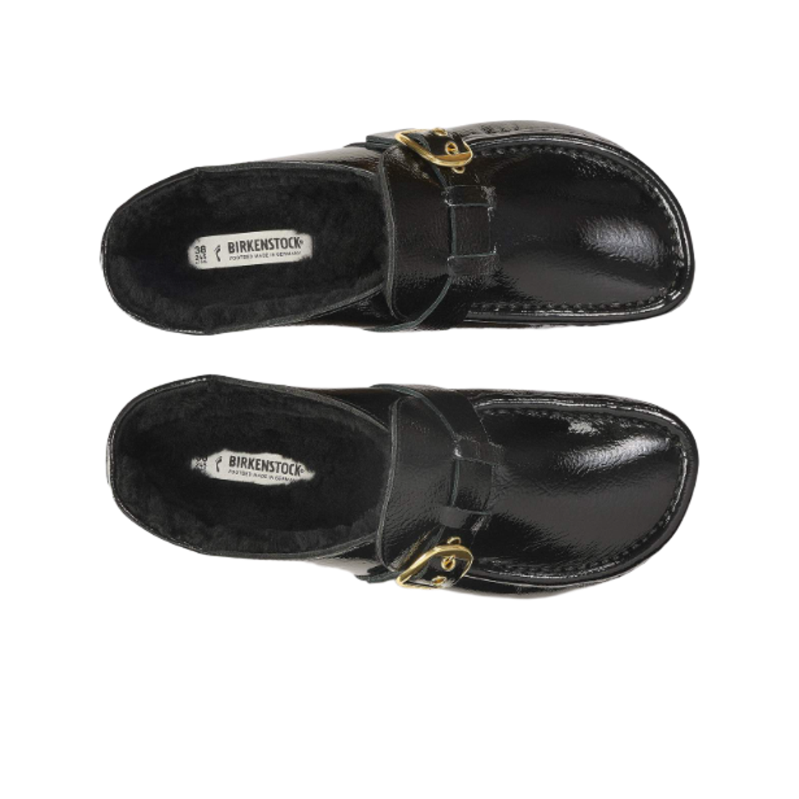(W) 버켄스탁 버클리 셔링 페이턴트 레더 나플락 블랙 - 내로우((W) Birkenstock Buckley Shearling Patent Leather Naplak Black - Narrow) - 2