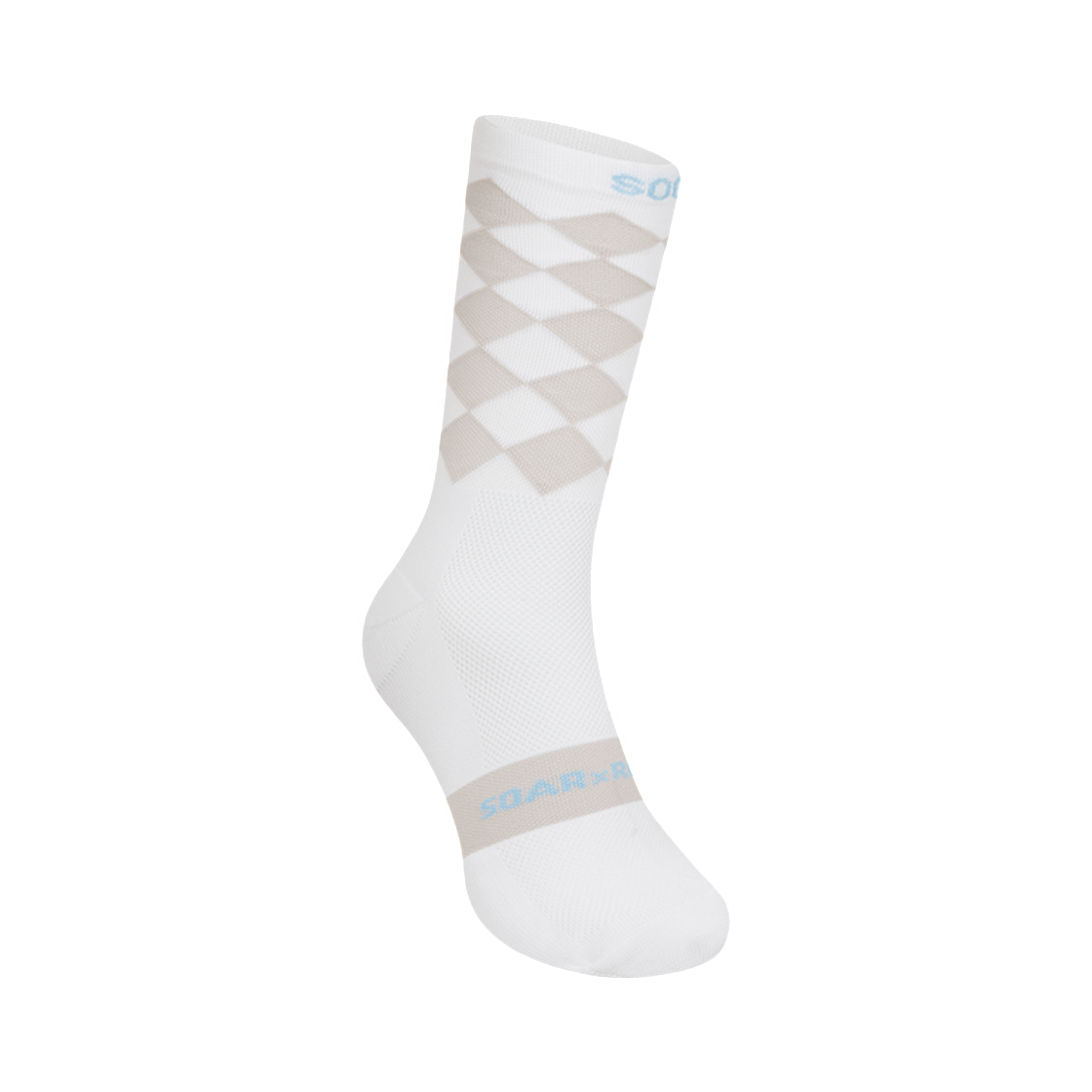 소어 러닝 다이아몬드 크루 삭스 화이트 라이트 그레이(Soar Running Diamond Crew Sock White Light Grey)
