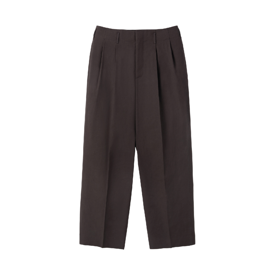 RM26SWPT007BR Recto Linen Blend Pleated Pants Dark Chocolate