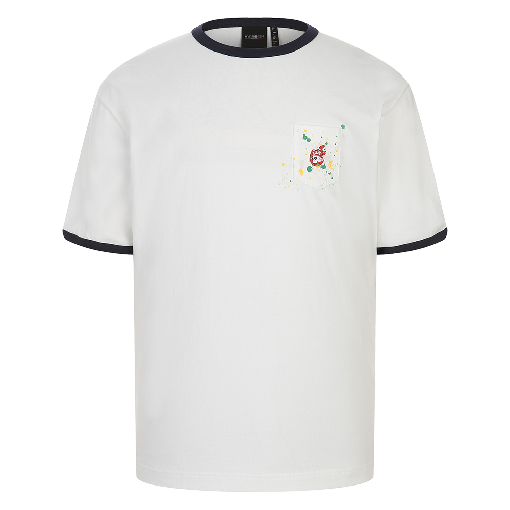 하이드로겐 남성 페인트 링거 반팔 티셔츠 아이보리(HYDROGEN Men's Paint Ringer T-Shirt Ivory)