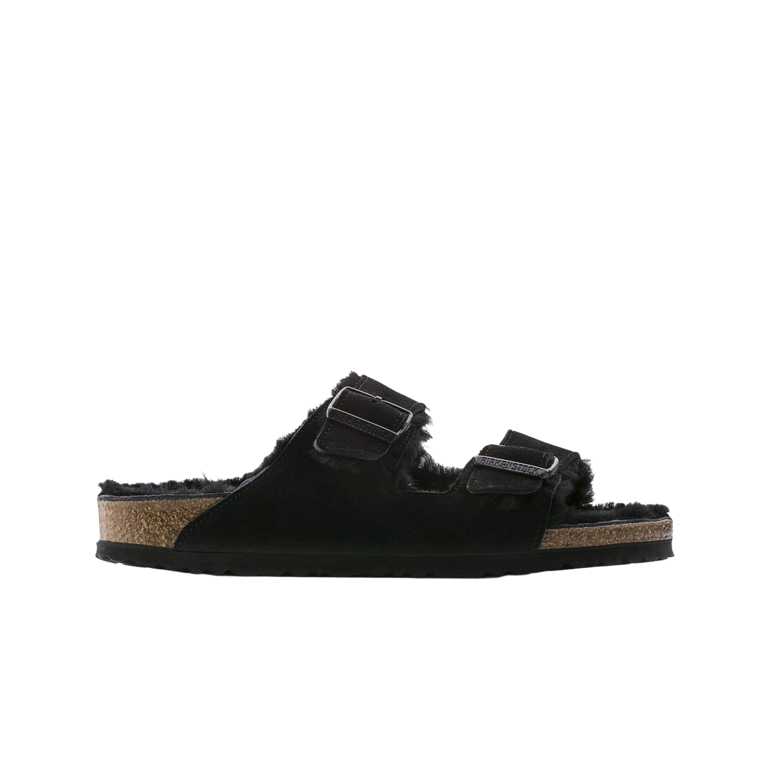 0752661 Birkenstock Arizona Shearling Suede Leather Black - Regular