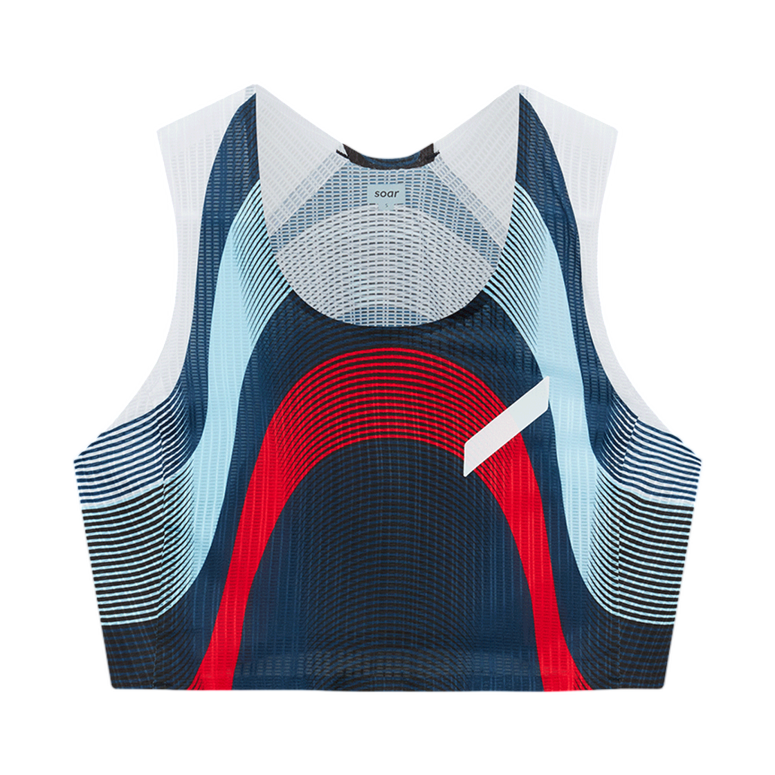 (W) 소어 러닝 크롭 레이스 베스트 네이비 레드 화이트 스트라이프((W) Soar Running Crop Race Vest Navy Red White Stripe)