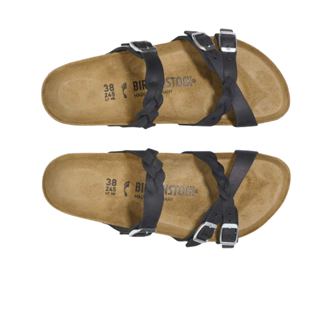 (W) 버켄스탁 프란카 브레이디드 내츄럴 오일드 레더 블랙 - 내로우((W) Birkenstock Franca Braided Natural Oiled Leather Black - Narrow) - 2