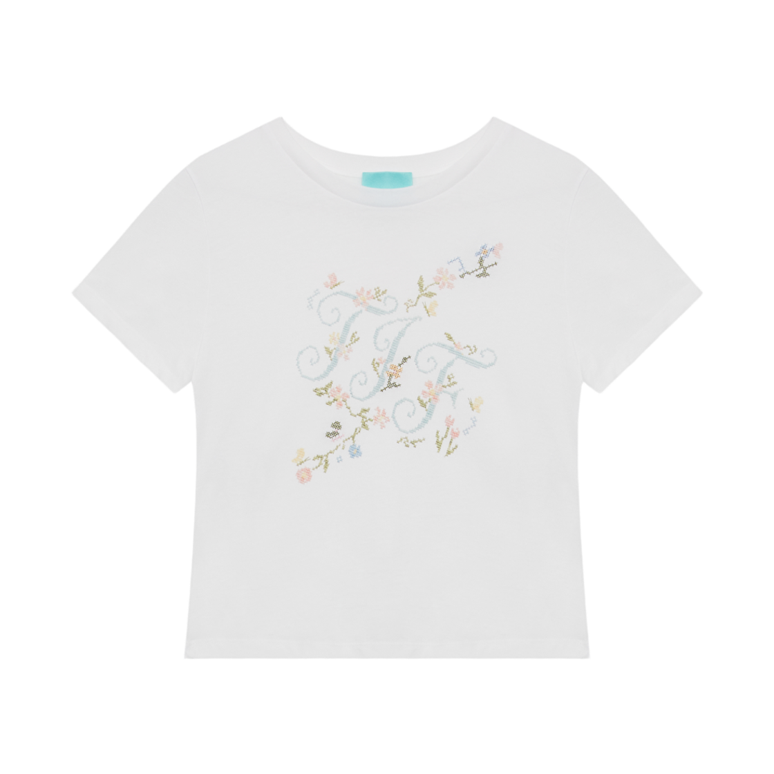 디스이즈파인 플로럴 이니셜 티 화이트(THIS IS FINE Floral Initial Tee White)