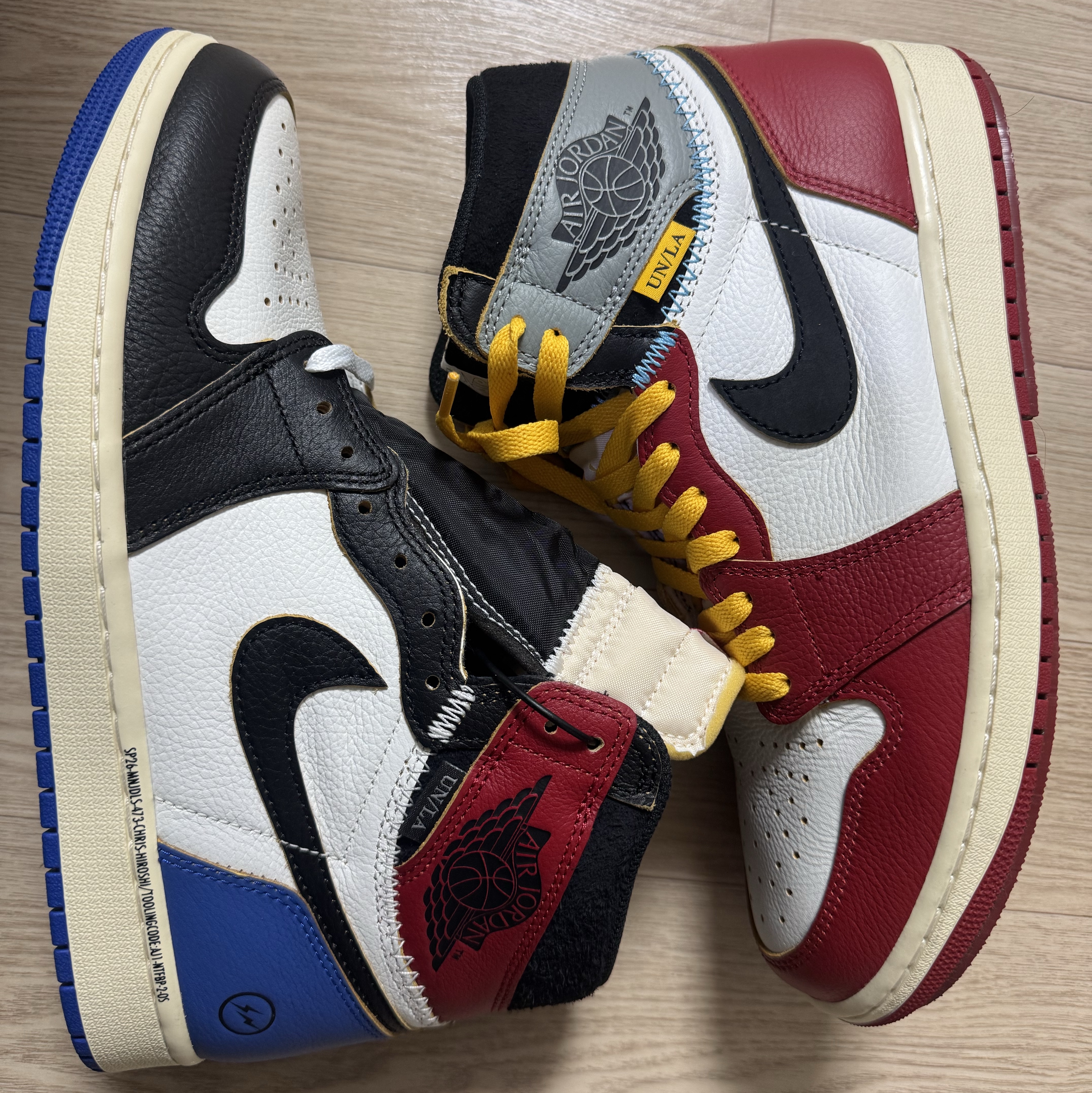 Jordan 1 x Fragment x Union LA Black and Varsity Red, Jordan 1 x Union Retro High OG Chicago Shadow 착용 스타일
