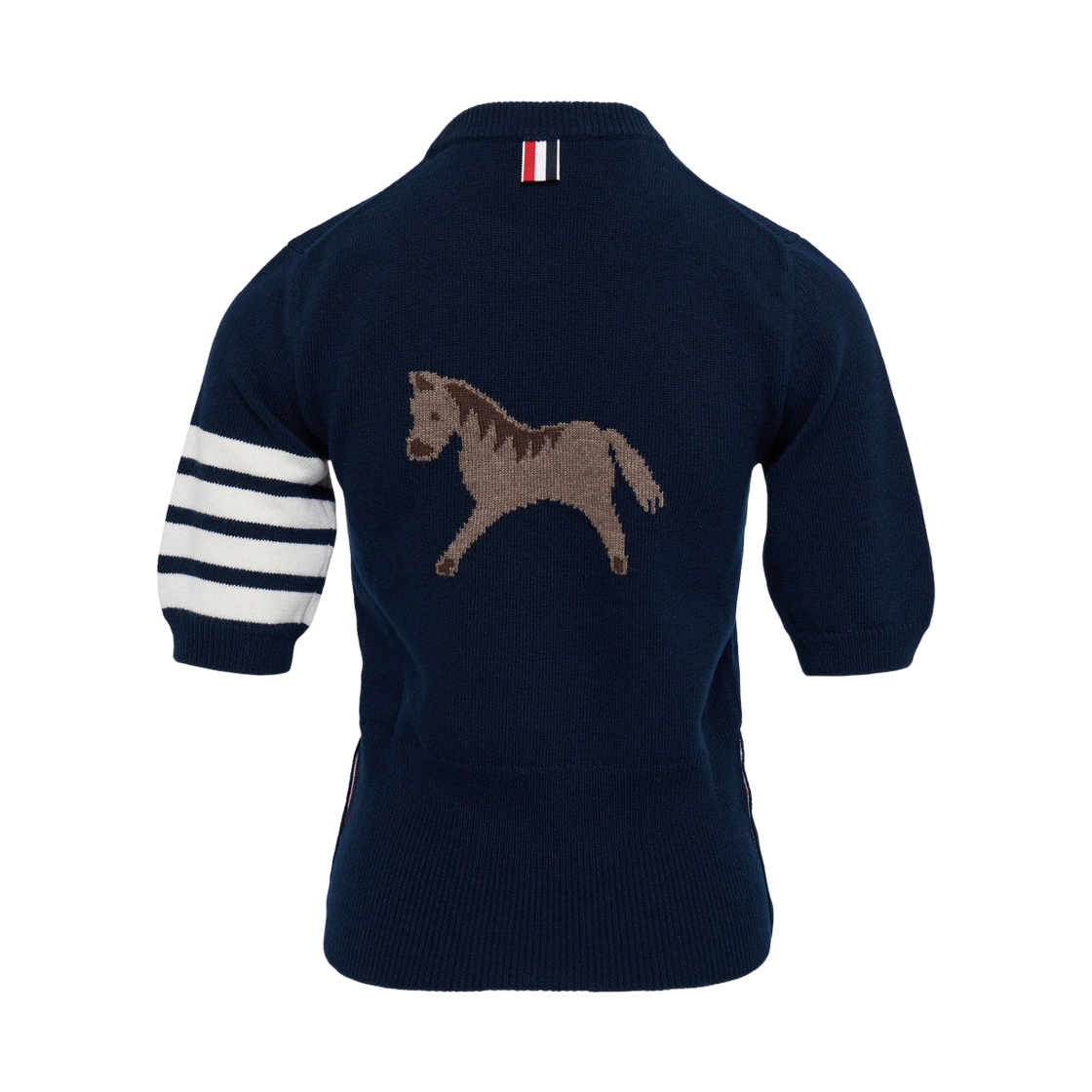 (W) 톰브라운 사선 홀스 인타르시아 숏슬리브 니트 네이비((W) Thom Browne 4-Bar Horse Intarsia Short Sleeve Knit Navy) - 2