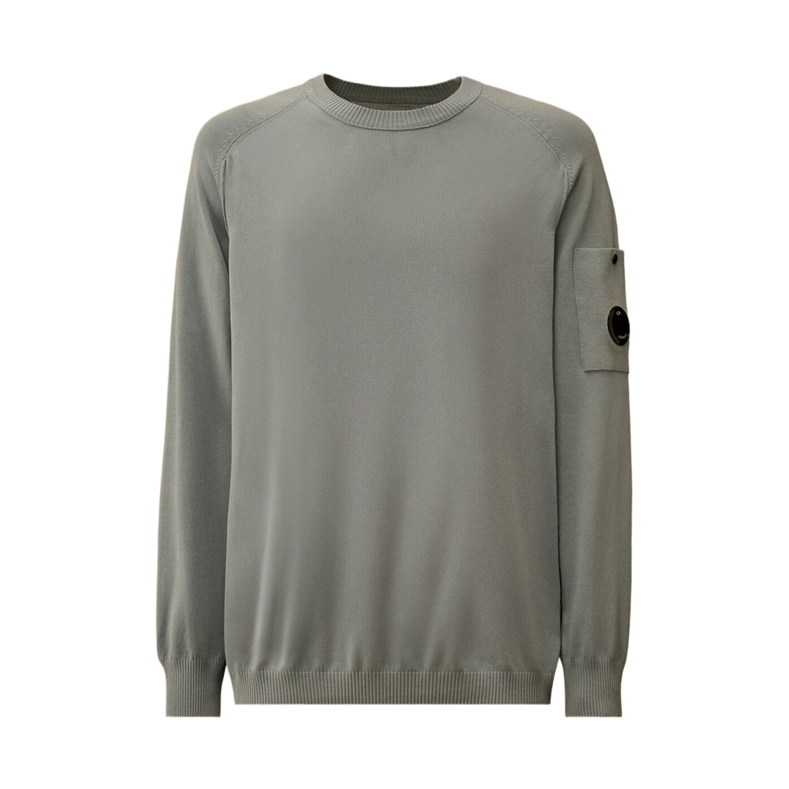 C.P. 컴퍼니 코튼 크레이프 크루넥 렌즈 스웨터 실버 블루 - 26SS(C.P. Company Cotton Crepe Crewneck Lens Sweater Silver Blue - 26SS)