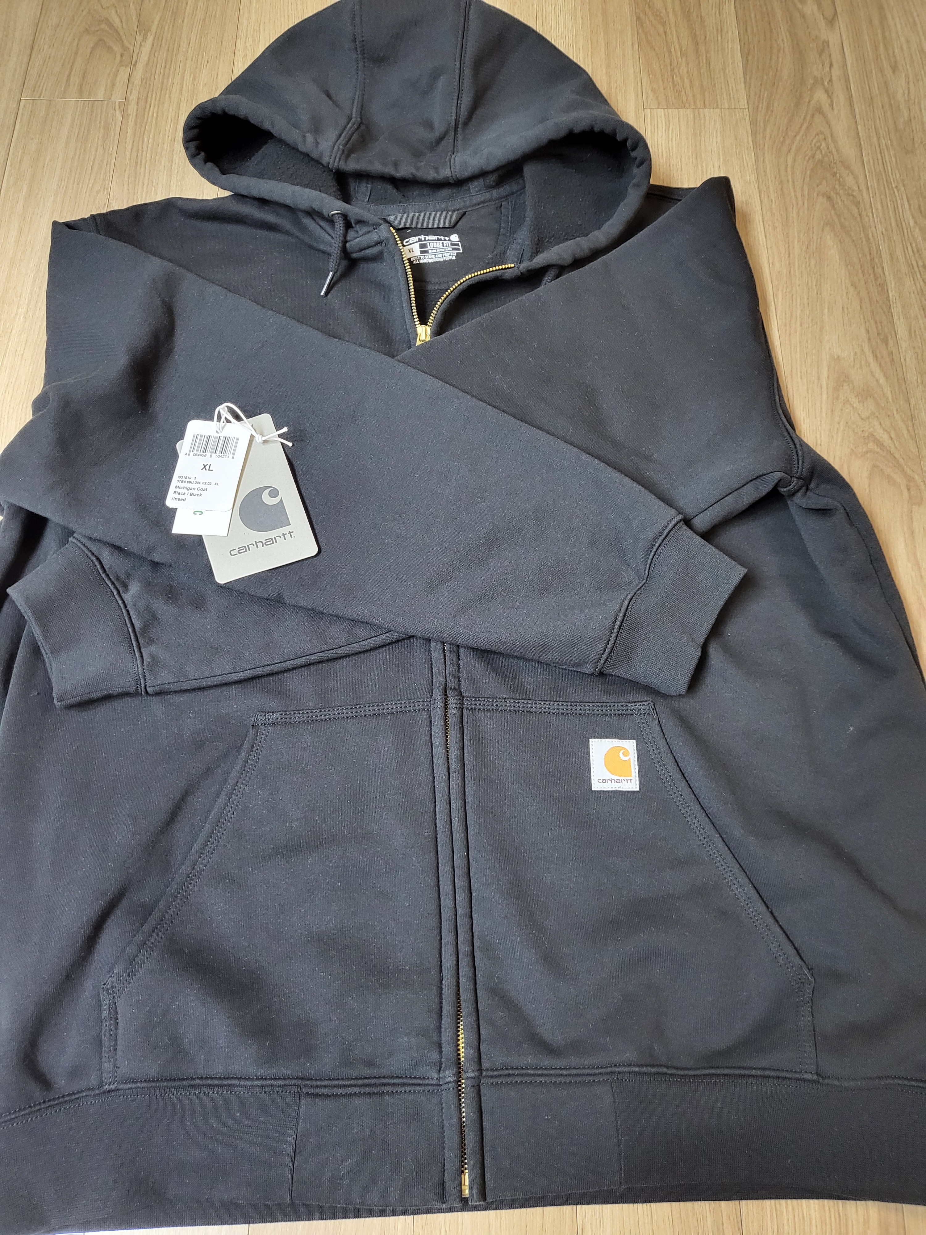 Carhartt Loose Fit Midweight Regular Full Zip Sweatshirt Black 착용 스타일 - 1