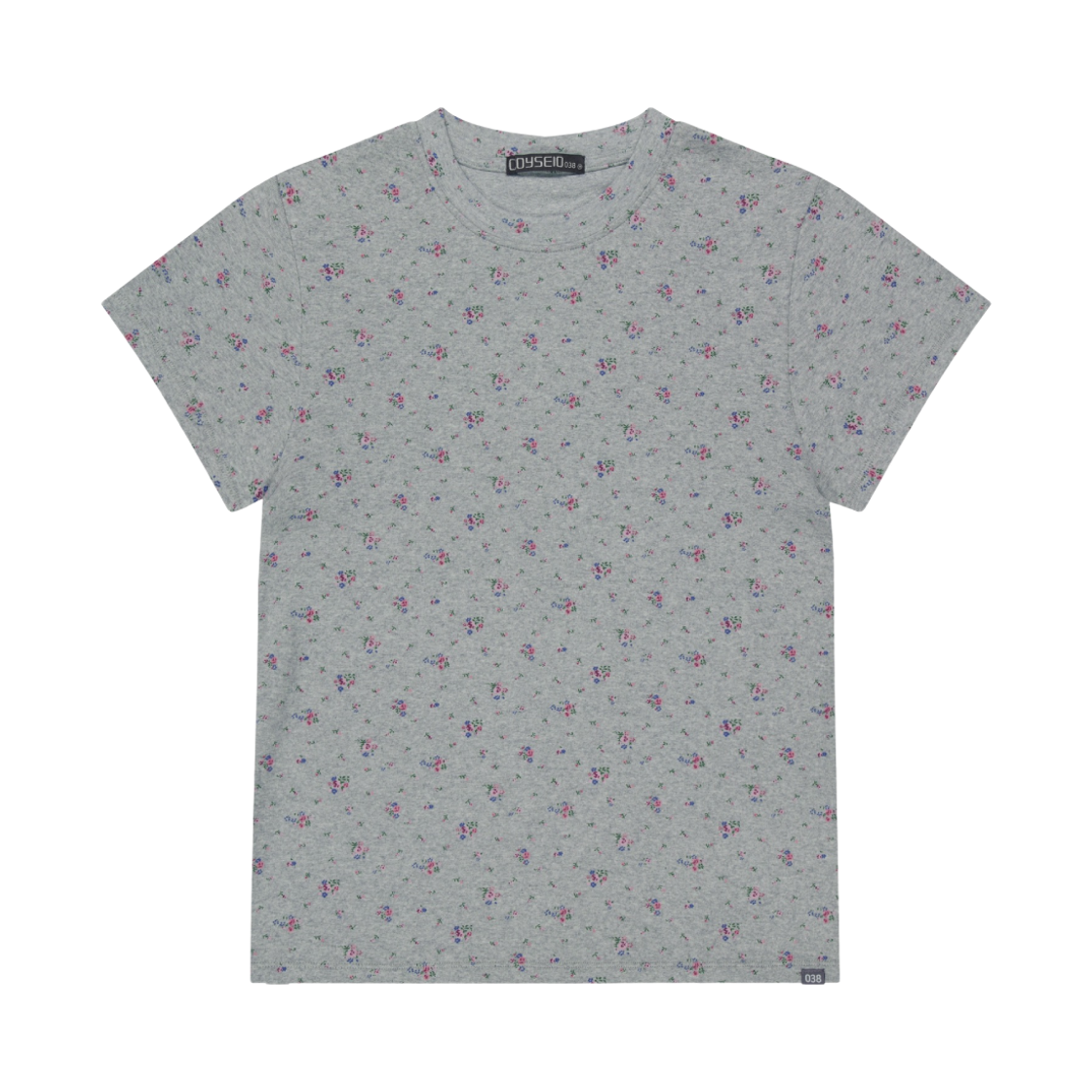 코이세이오 038 플라워 플레인 티셔츠 멜란지 그레이(COYSEIO 038 Flower Plain T-Shirt Melange Grey)