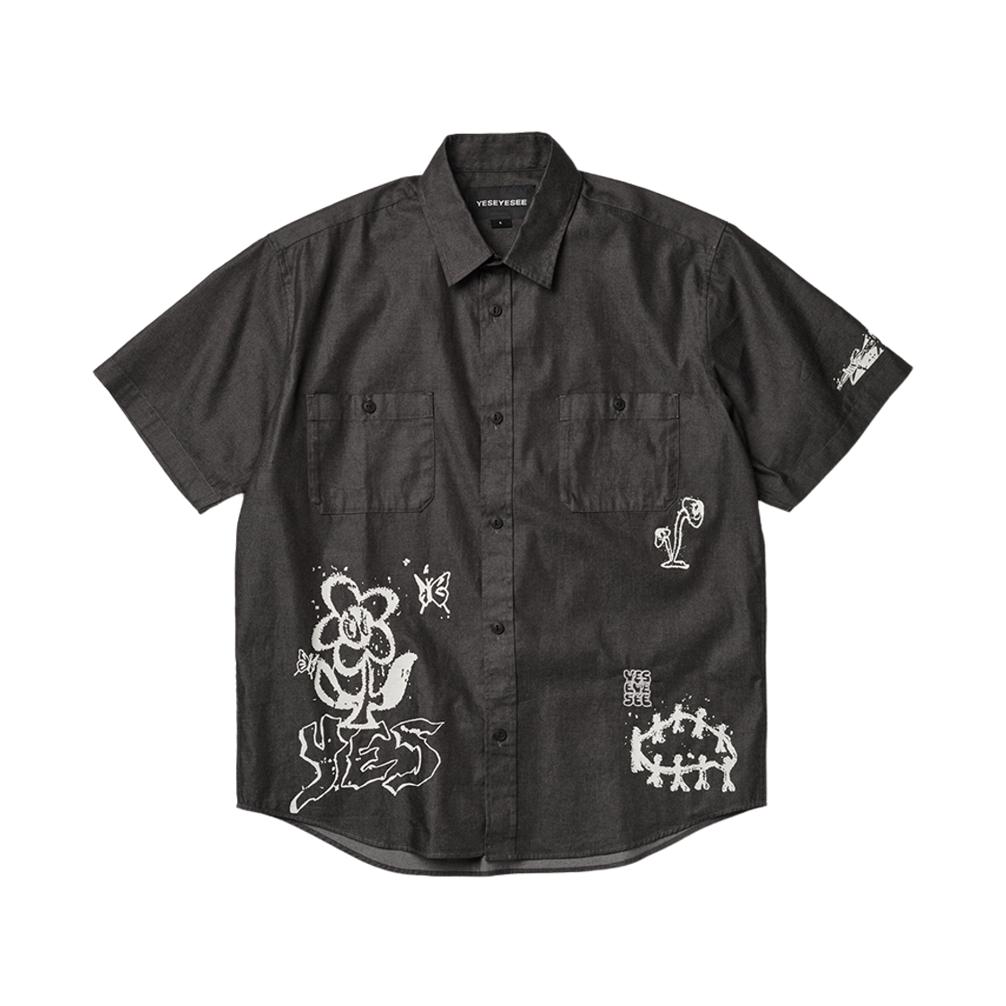 [더블적립]예스아이씨 예스 두들 하프 셔츠 블랙