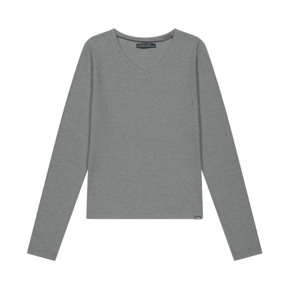 CY26FSTOLS303 COYSEIO 038 Mini Waffle V-Neck Long Sleeve Melange Grey