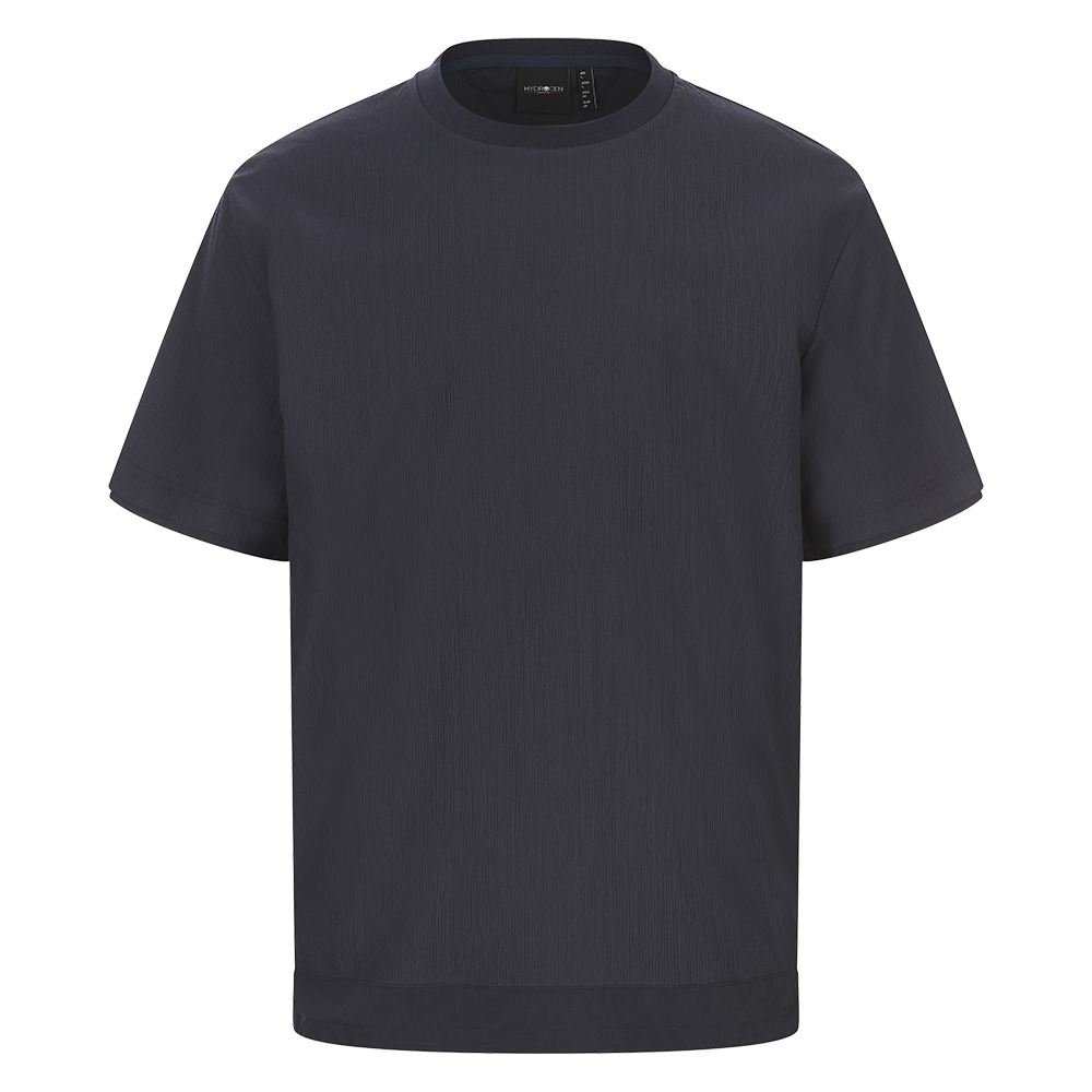 H11F2TR294 HYDROGEN Men's Airy Seersucker Crewneck T-Shirt Navy