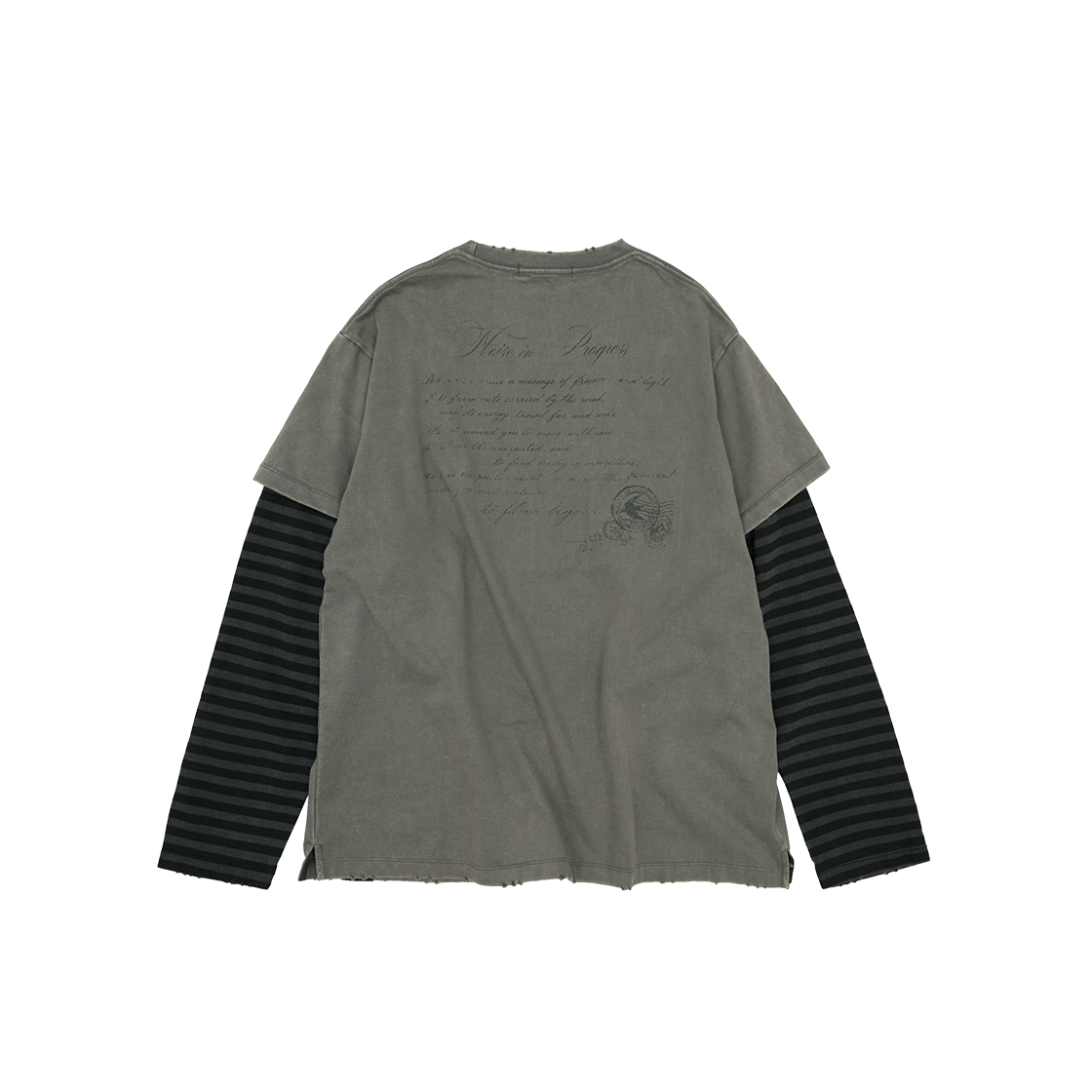 메아 데미지드 레이어드 박시 탑 카키(MEA Damaged Layered Boxy Top Khaki) - 2