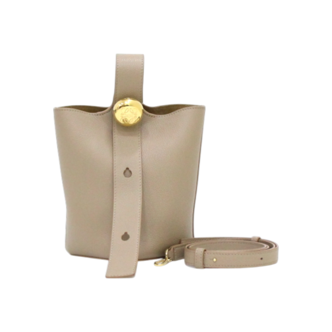 ITCJDDEUQ6HK Loewe Grain Calf Leather Sand Mini Pebble Bucket Bag