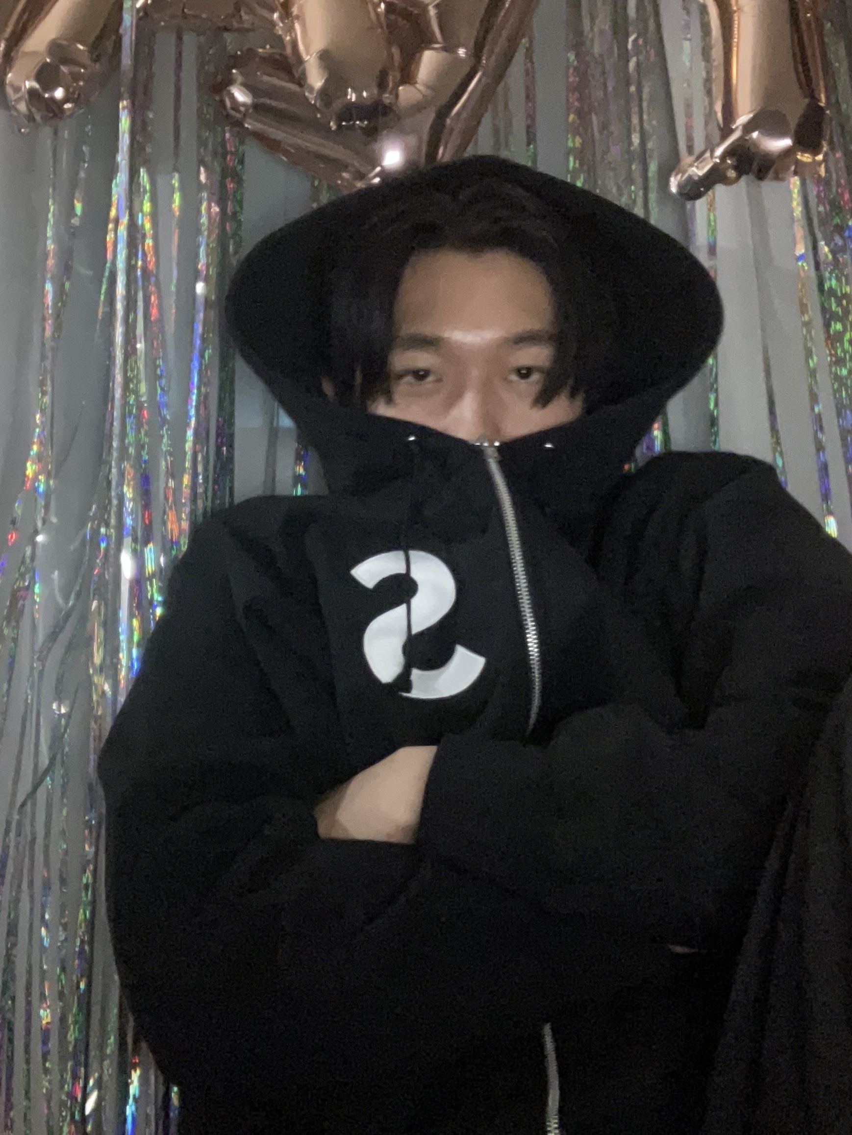 Supreme S Logo Zip Up Hooded Sweatshirt Black - 25FW, Supreme S Logo Zip Up Hooded Sweatshirt Woodland Camo - 25FW 착용 스타일 - 9