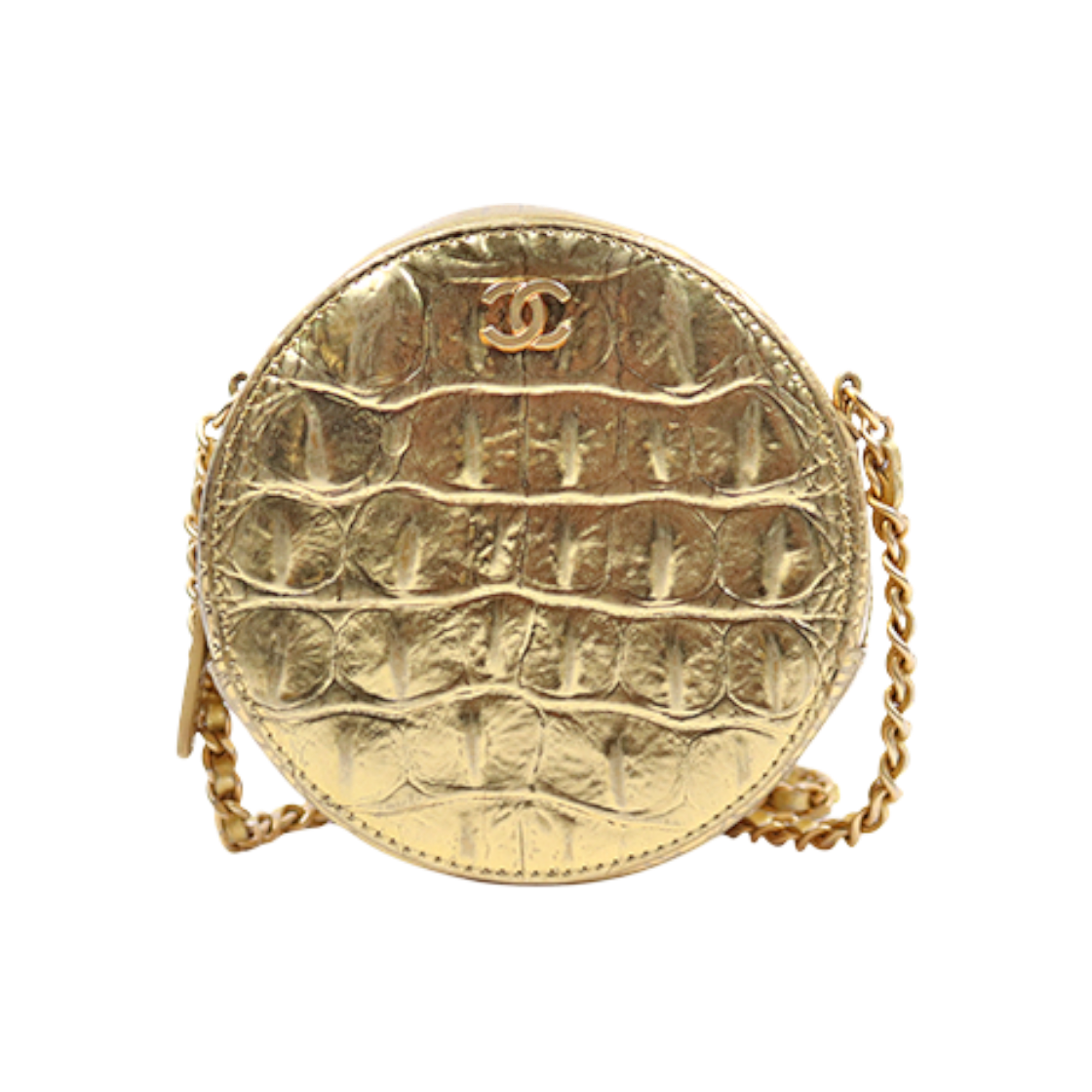 샤넬 골드 크로커다일 패턴 탬버린 크로스백 C-A49866(Chanel Gold Crocodile Pattern Tambourine Crossbody Bag C-A49866)