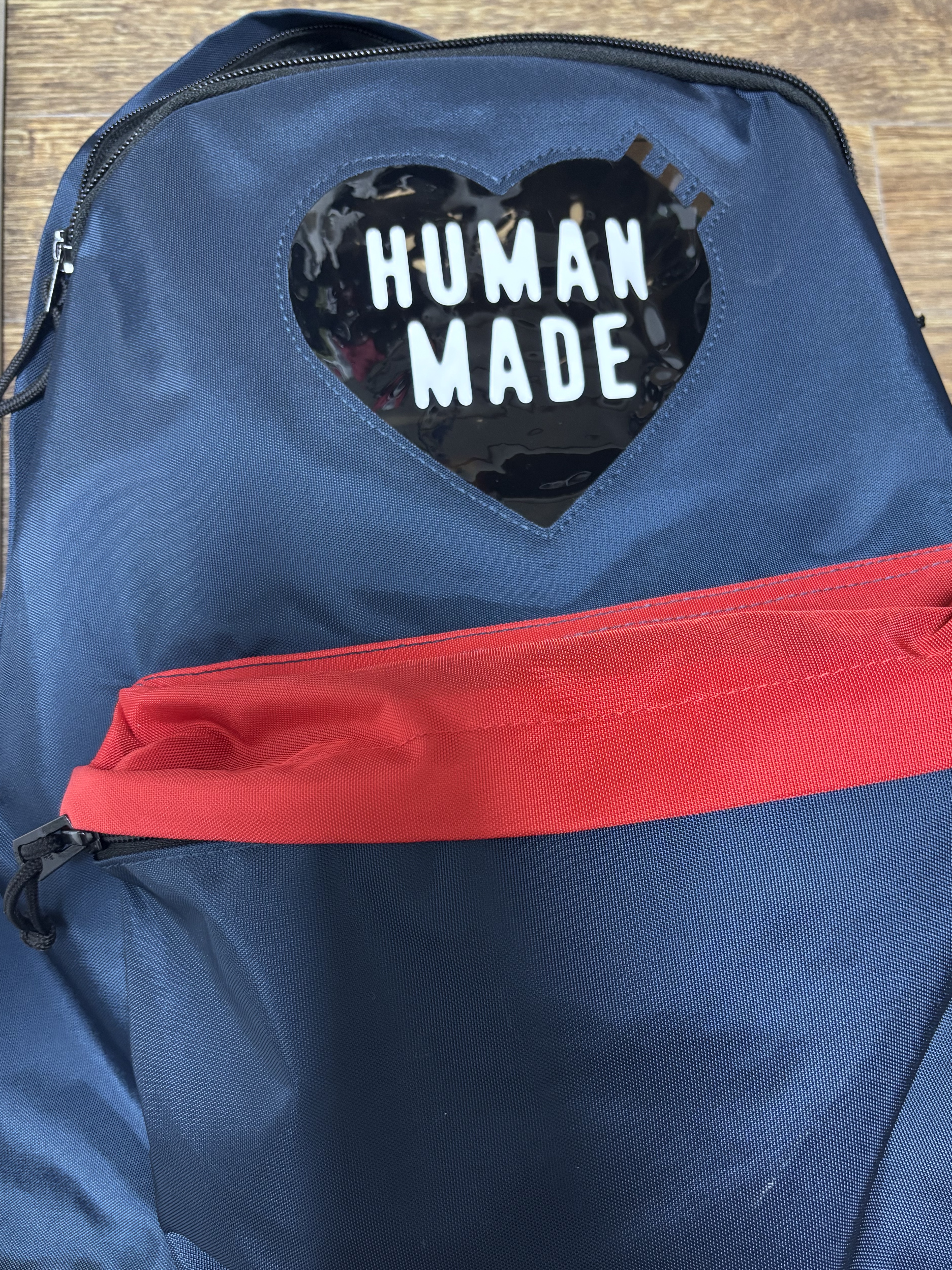 Human Made Backpack Navy 착용 스타일