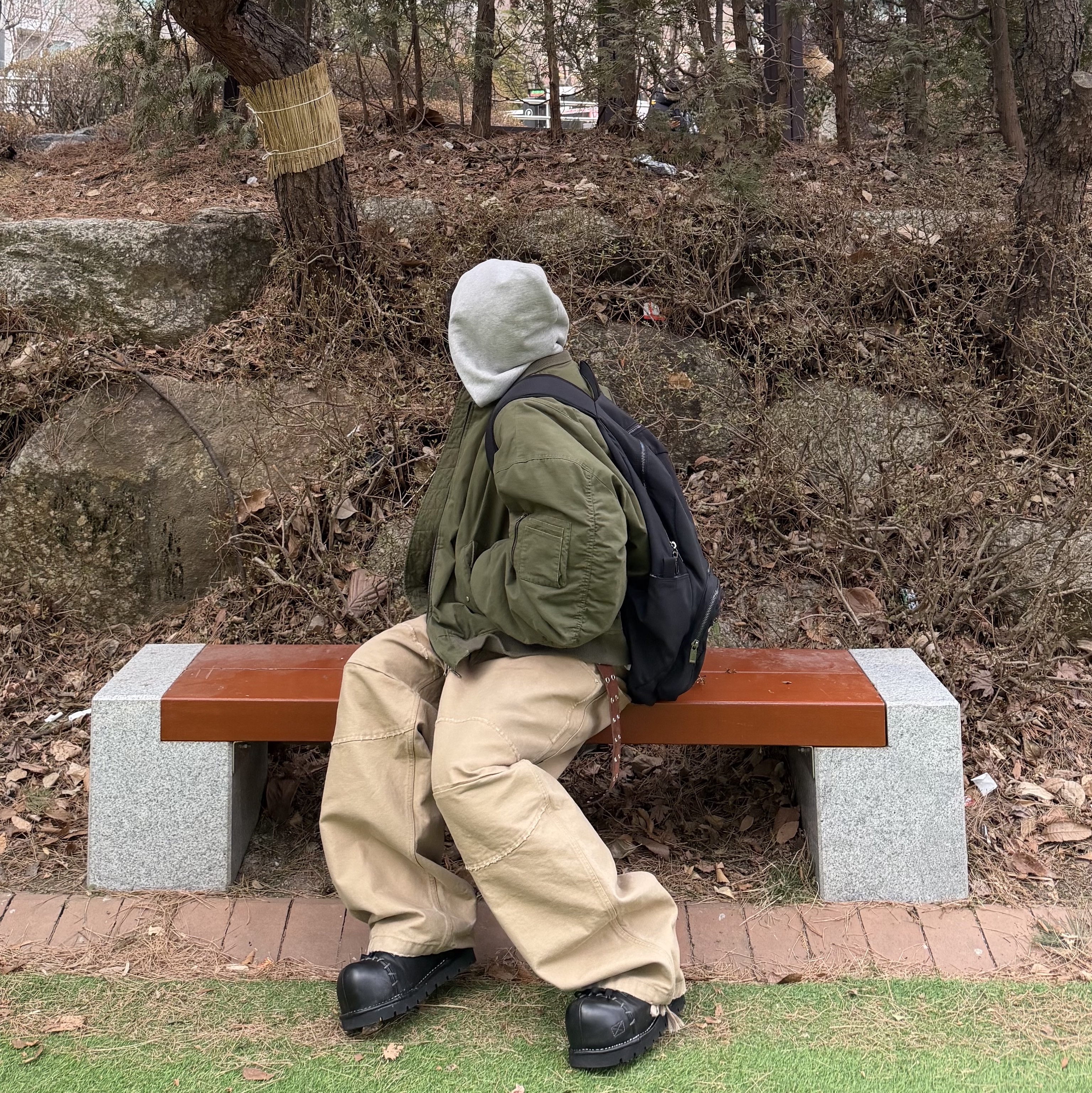 MJD Canvas 3D Knee Pants Beige, TWOSPC. Franken 착용 스타일 - 2