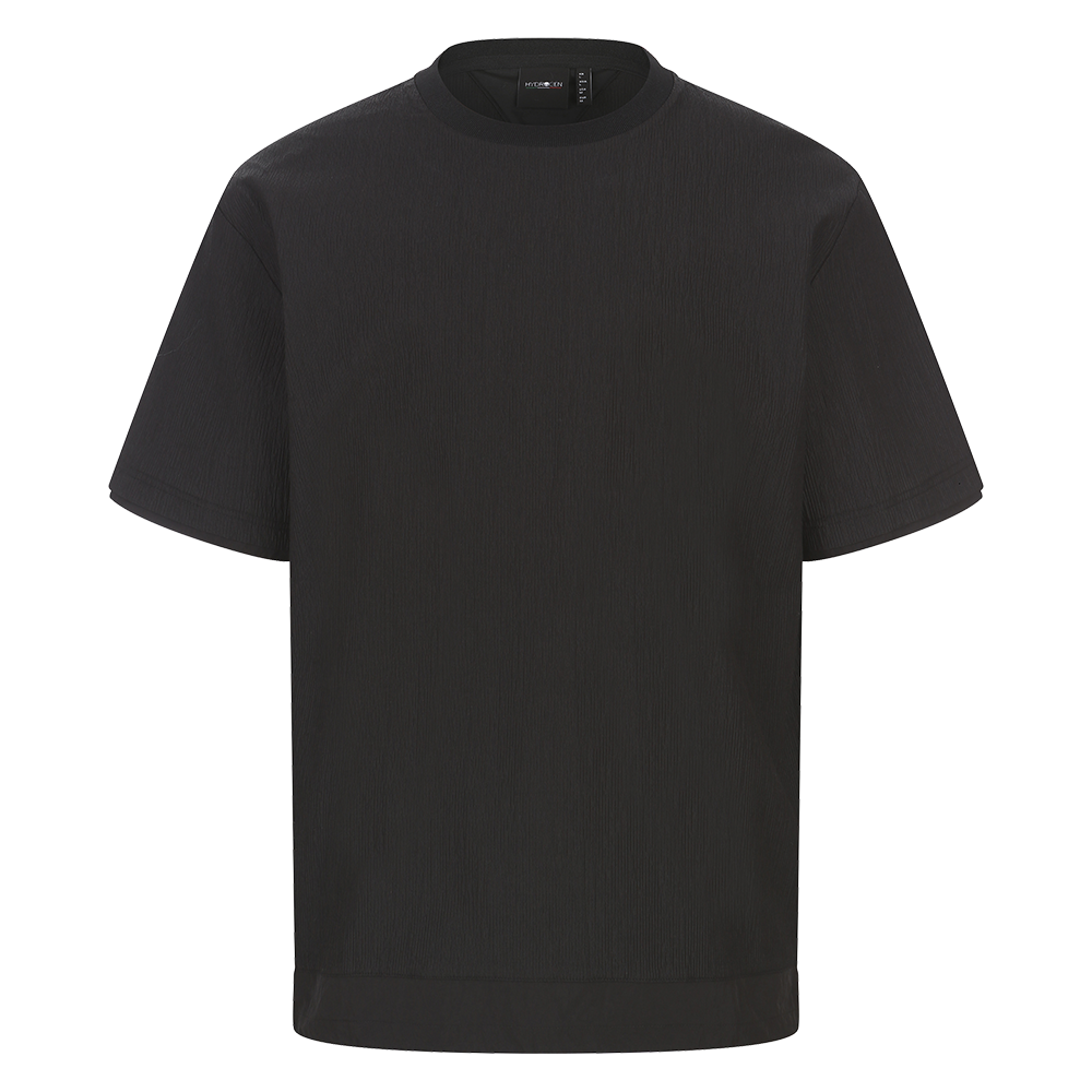 H11F2TR294 HYDROGEN Men's Airy Seersucker Crewneck T-Shirt Black