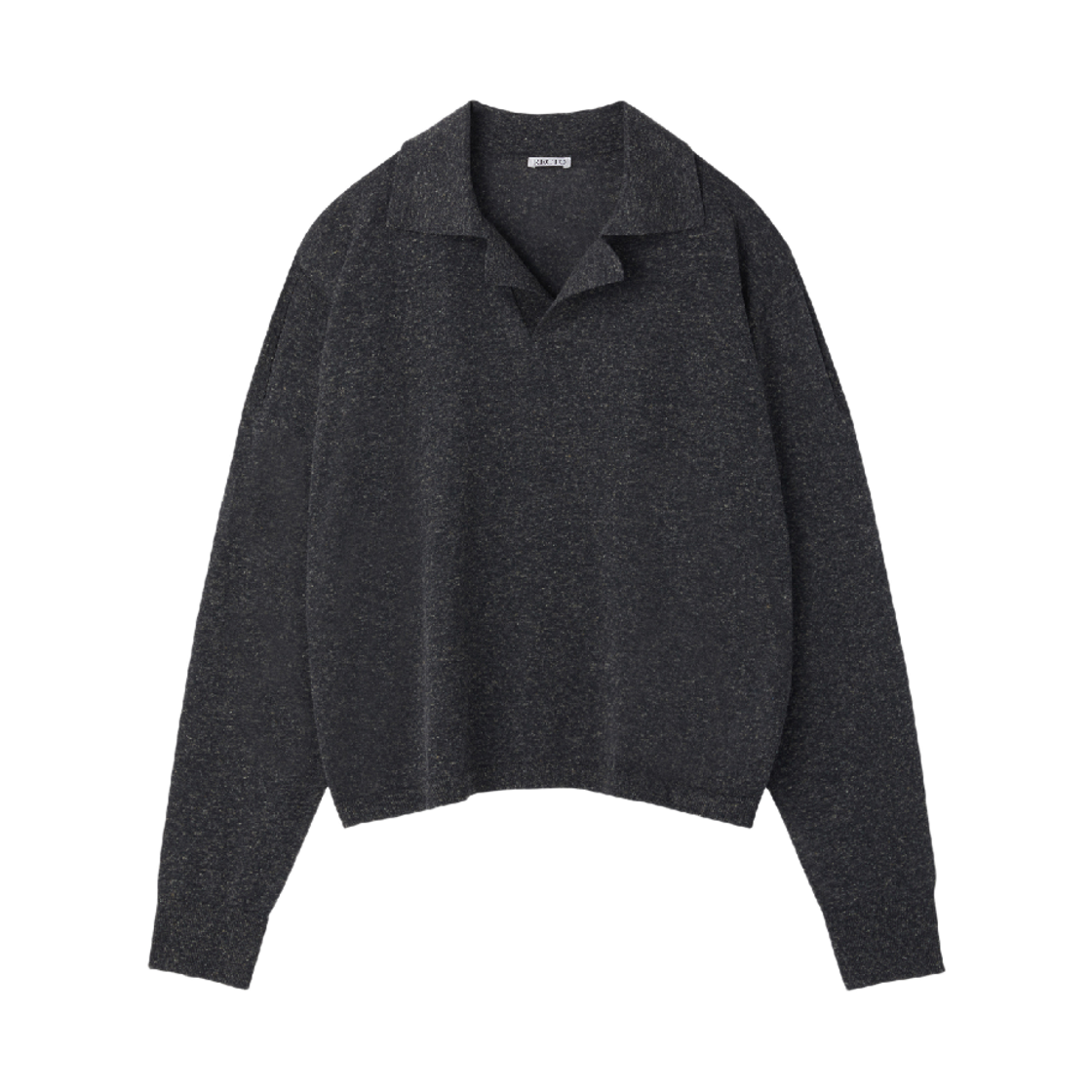 렉토 린넨 블렌드 폴로 탑 차콜 그레이(Recto Linen Blend Polo Top Charcoal Grey)