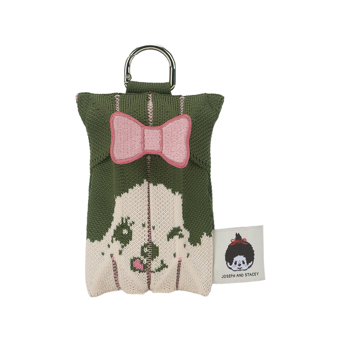 JSR01PCFL1KK_copy [KREAM 단독][사은품증정] JOSEPH&STACEY Lucky Pleats Knit  Mini Multi Pouch Monchhichi Girl Khaki with Ribbon Wappen Pink