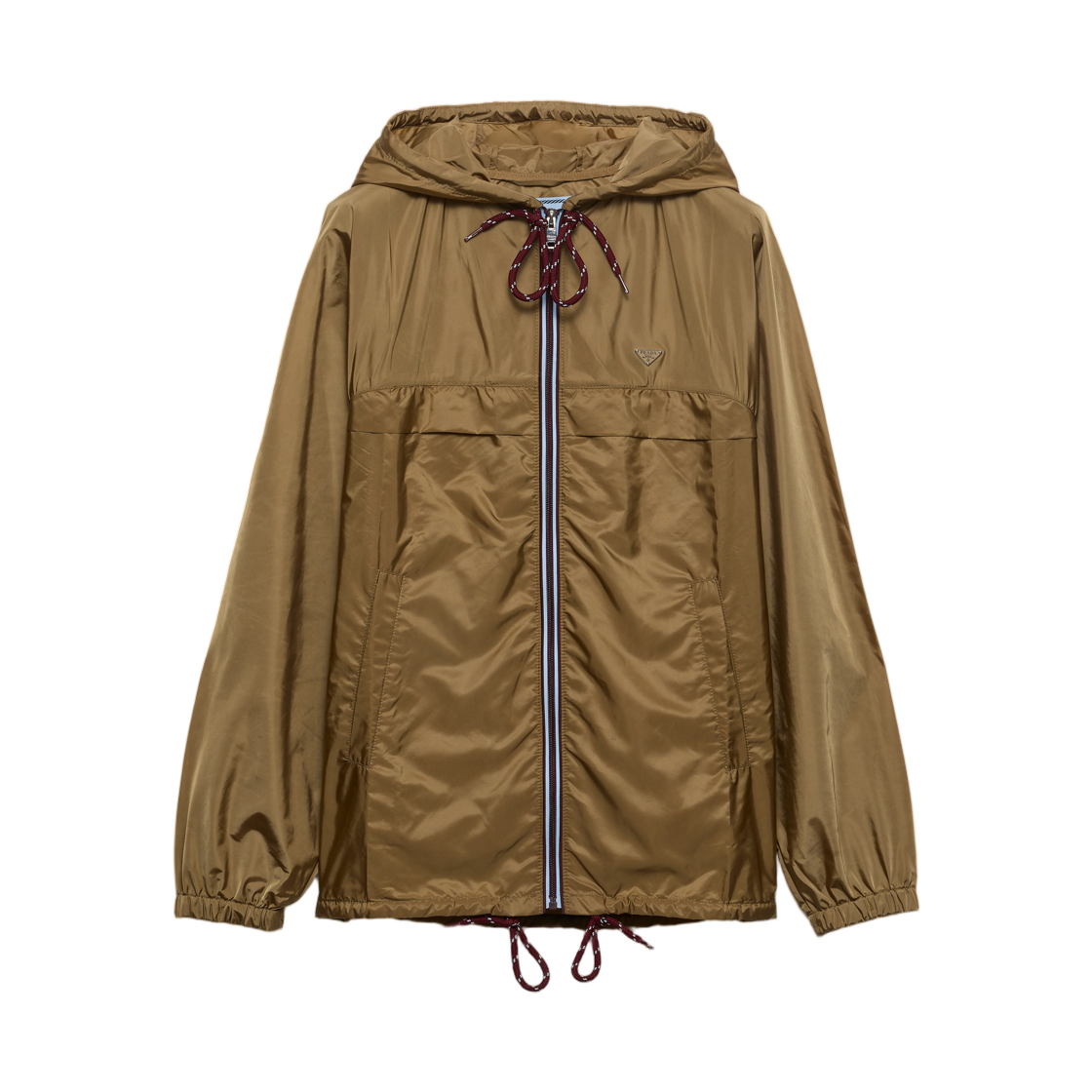 (W) 프라다 라이트웨이트 리나일론 후드 레인코트 세서미((W) Prada Lightweight Re-Nylon Hooded Raincoat Sesame)