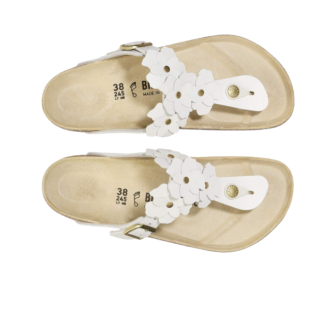 (W) 버켄스탁 지제 플라워 화이트 - 레귤러((W) Birkenstock Gizeh Flower White - Regular) - 2