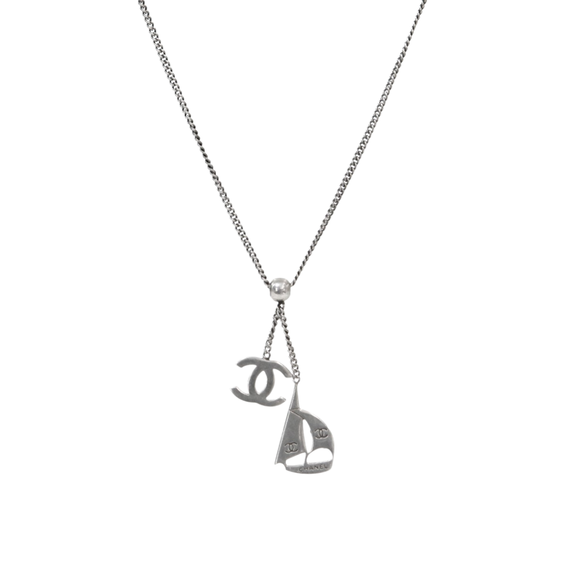 샤넬 요트 펜던트 로고 실버 목걸이 A-B50683(Chanel Yacht Pendant Logo Silver Necklace A-B50683)