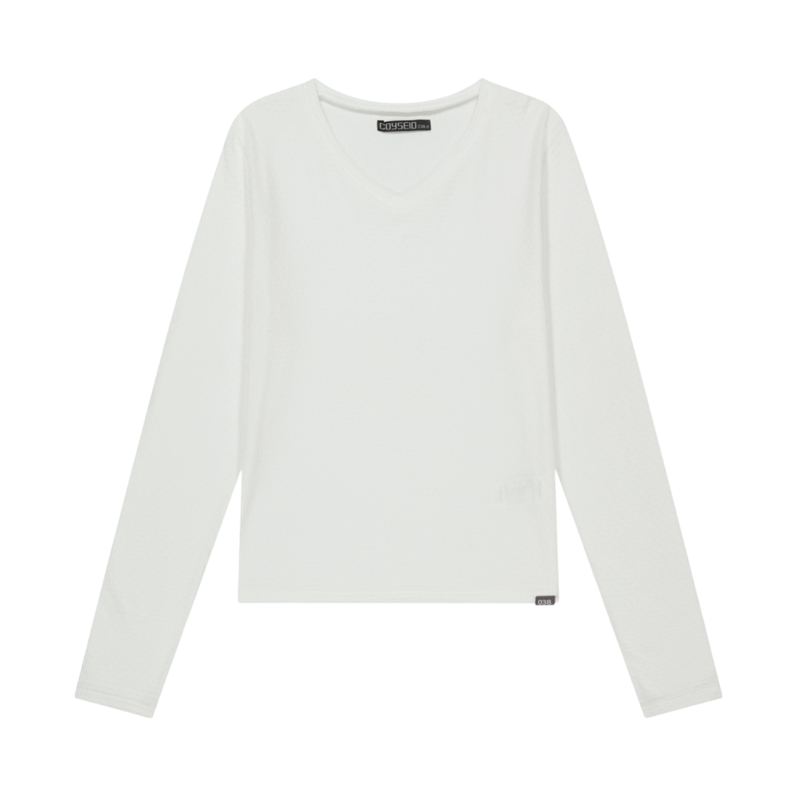 코이세이오 038 미니 와플 브이넥 롱 슬리브 화이트