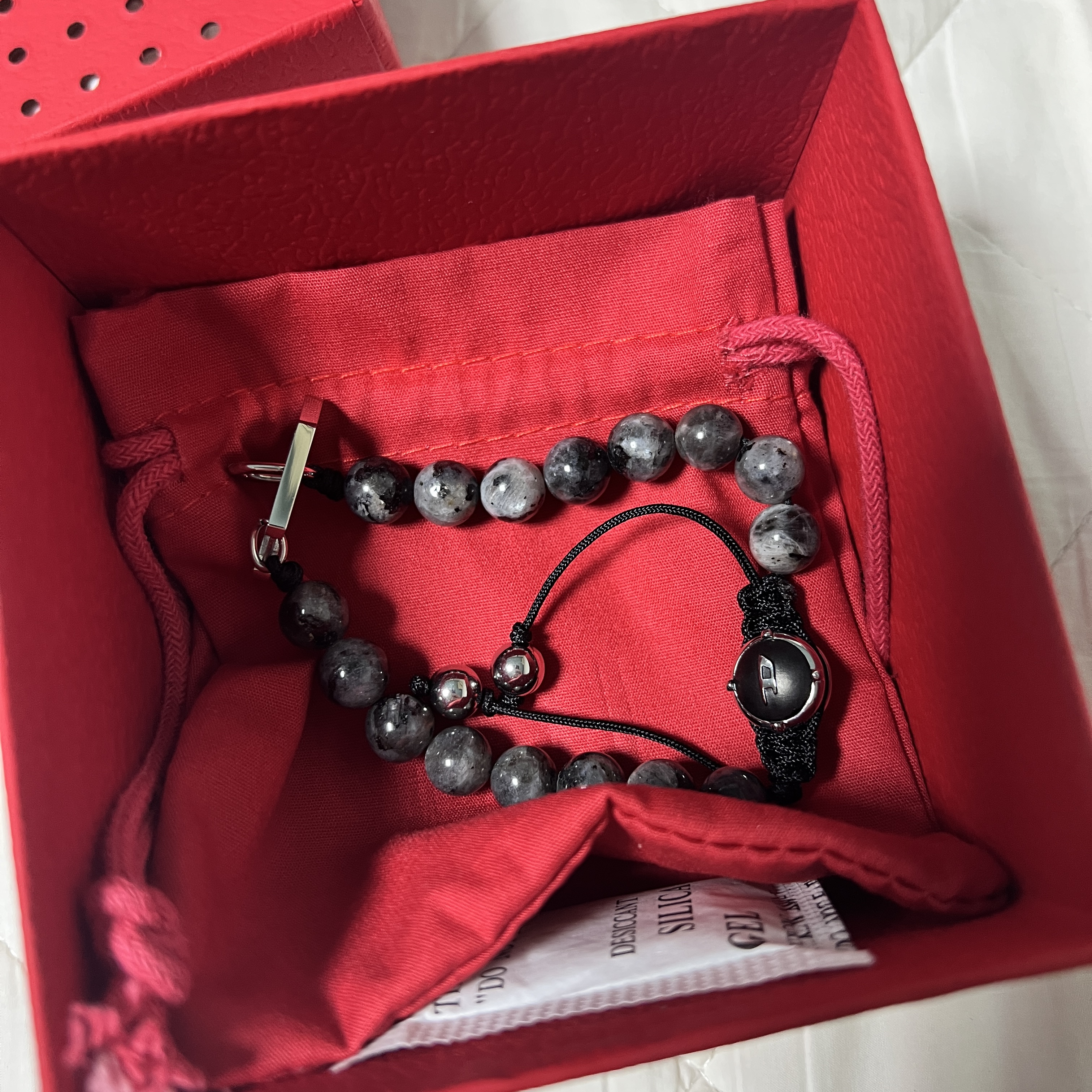 Diesel Dx1339 Labradorite Beaded Bracelet Multicolor 착용 스타일