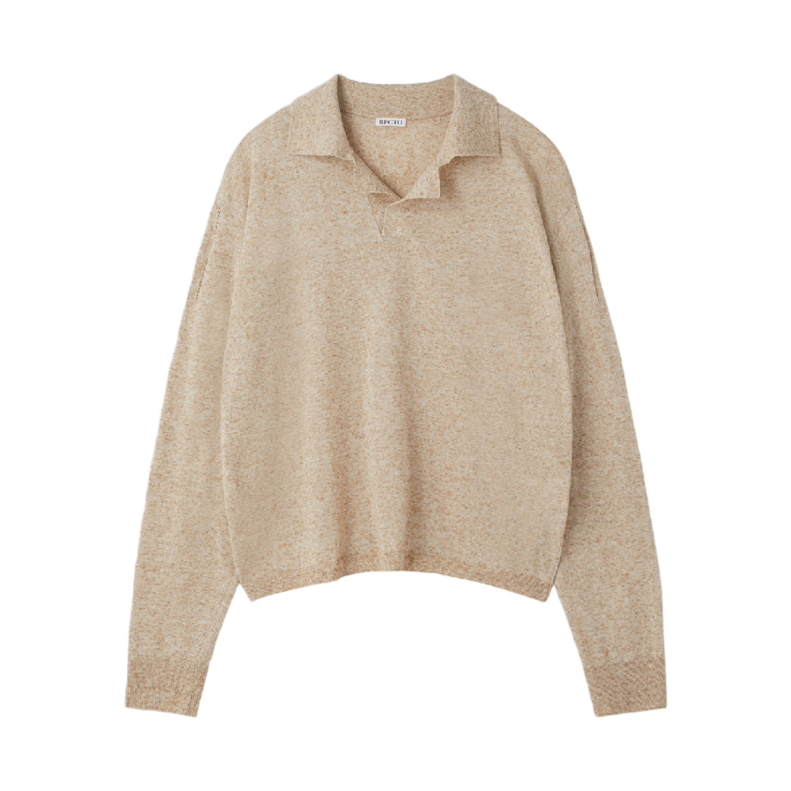렉토 린넨 블렌드 폴로 탑 오트밀(Recto Linen Blend Polo Top Oatmeal)