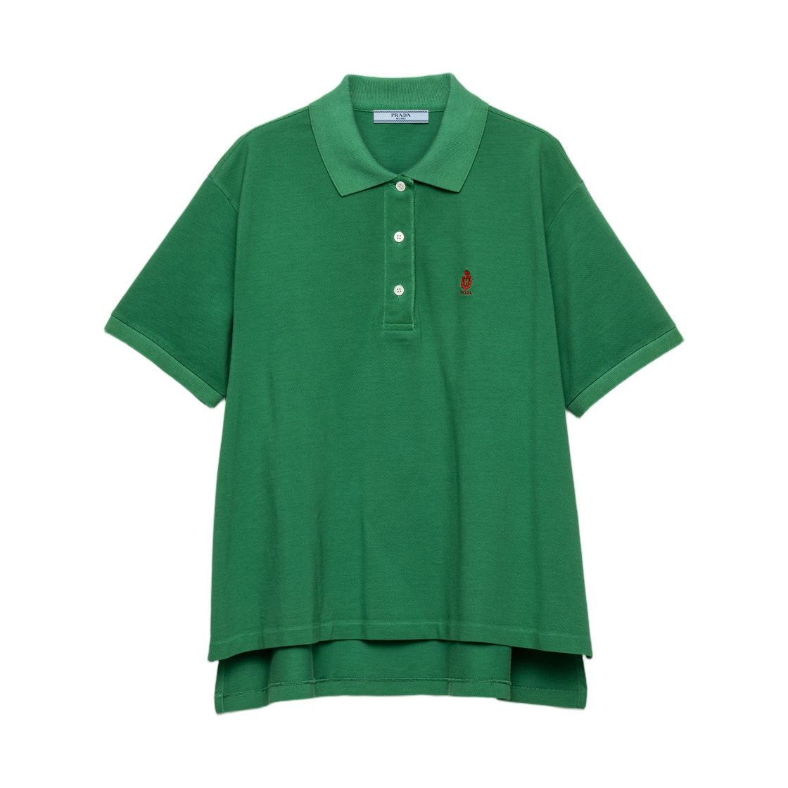 39666R-19OV-F0089 (W) Prada Pique Polo Shirt Green