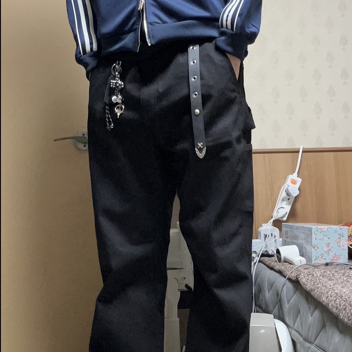 PACOSPLY Falling Angel Sports Jacket Navy 착용 스타일 - 2
