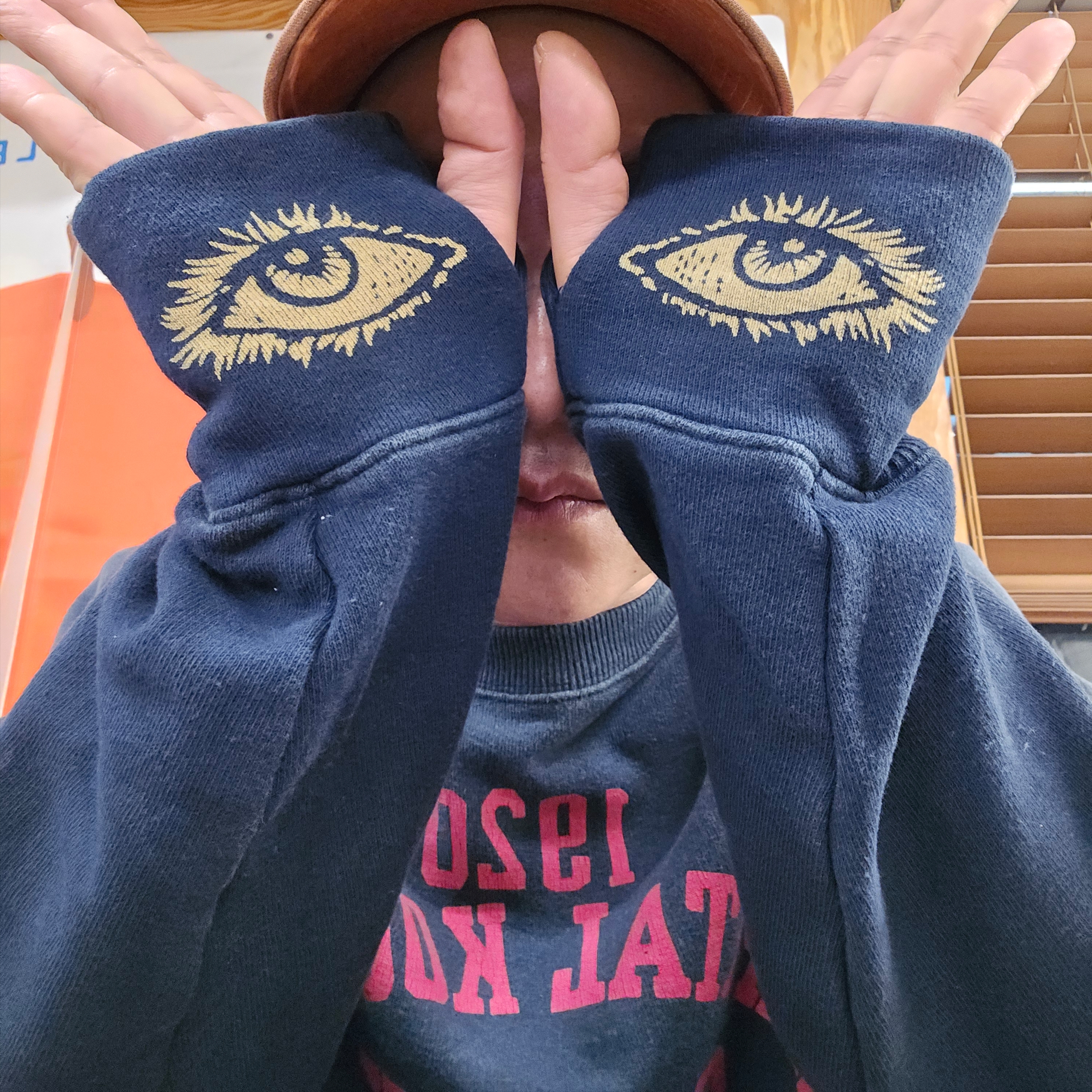 Kapital Raglan Crewneck Fleece Sweatshirt Speakeasy College Pt Navy 착용 스타일 - 2