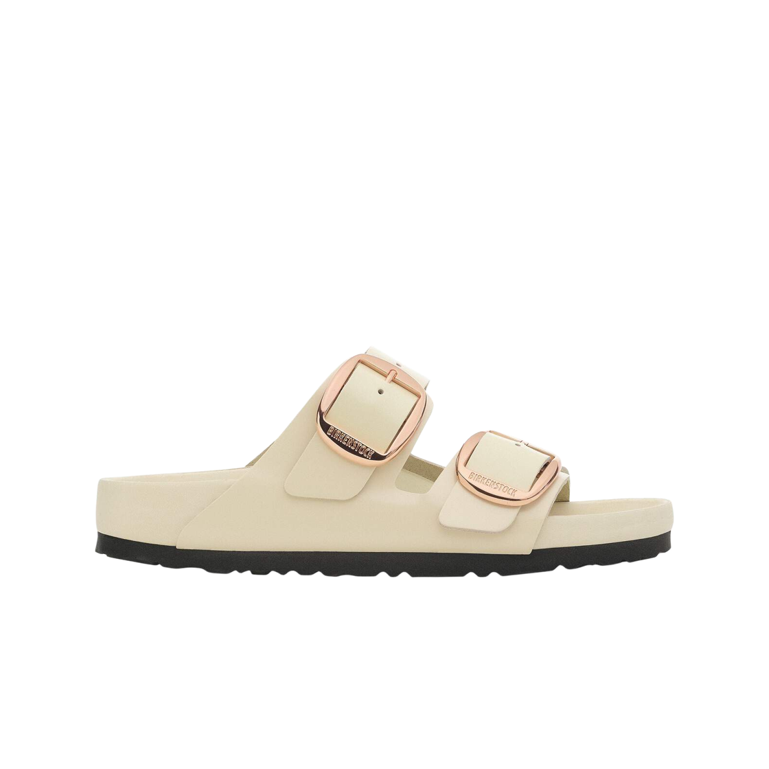 1027850 (W) Birkenstock Arizona Big Buckle Natural Leather Patent High Shine Ecru - Narrow